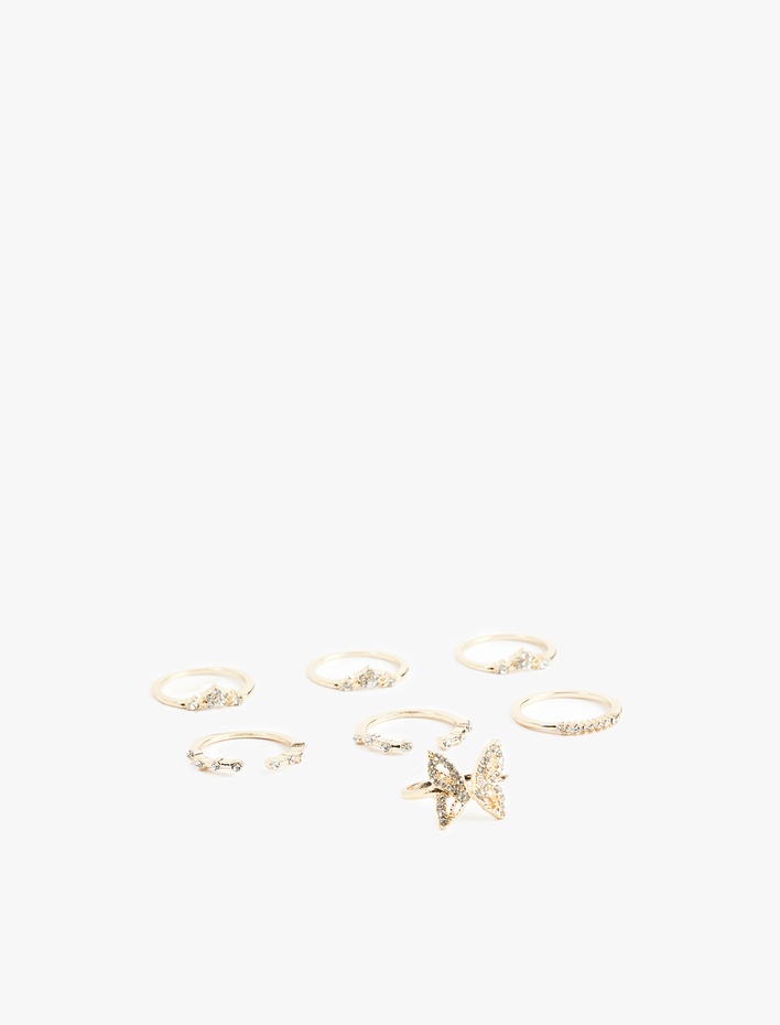 Kadın Taş Detaylı 7'li Yüzük Seti