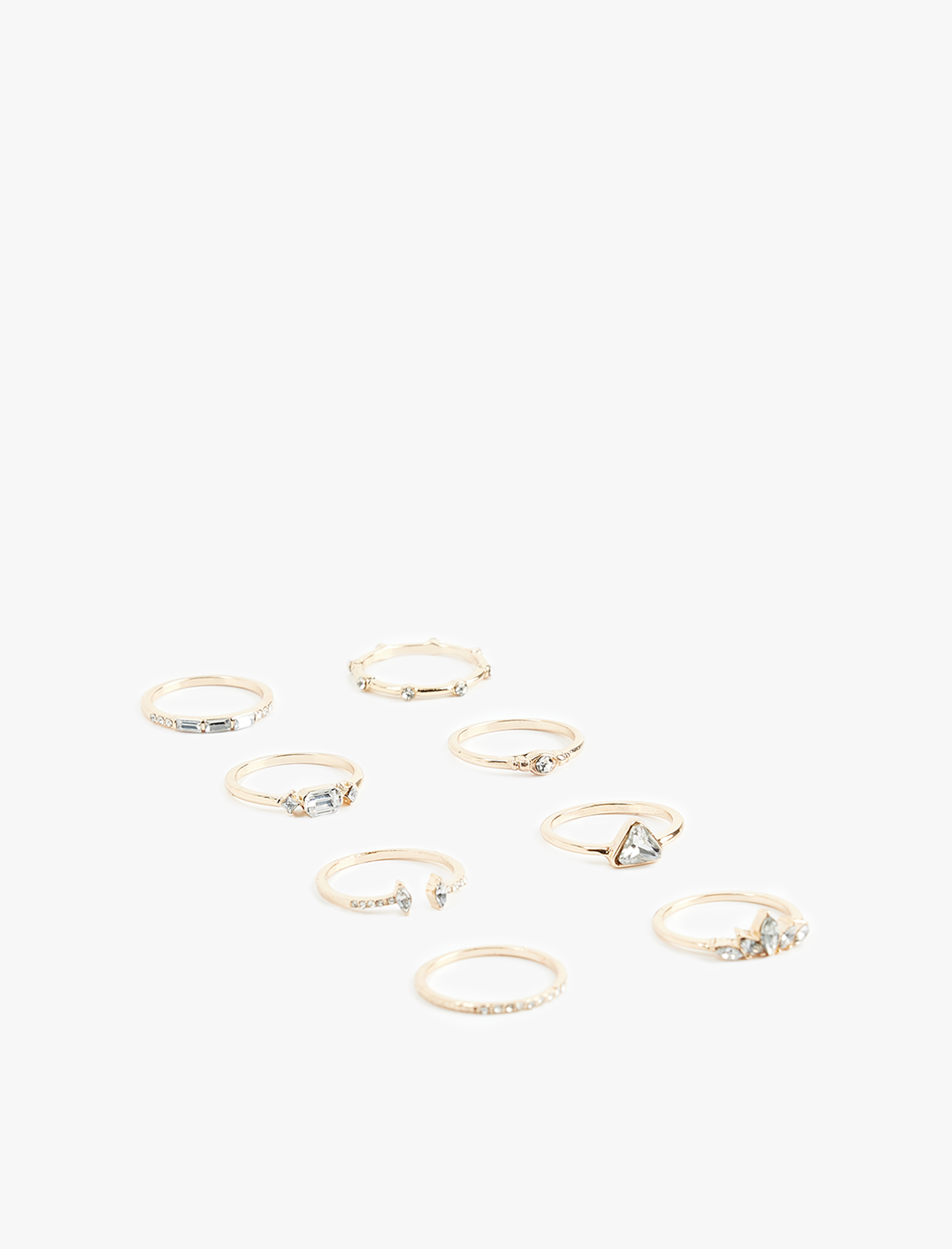  Kadın Taş Detaylı 8'li Yüzük Seti