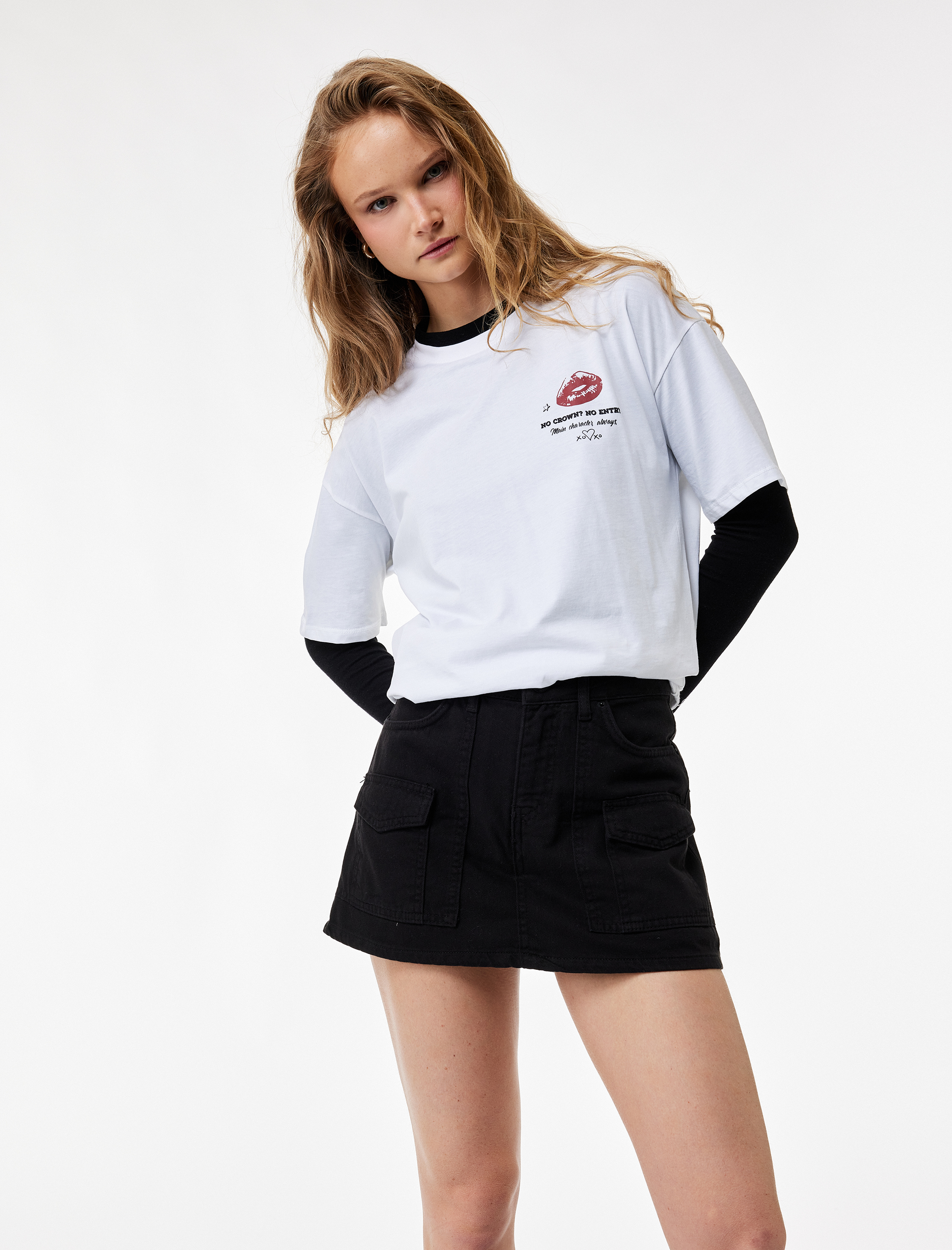   Pamuklu Kargo Cep Detaylı A Kesim Mini Etek