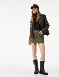 Pamuklu Kargo Cep Detaylı A Kesim Mini Etek