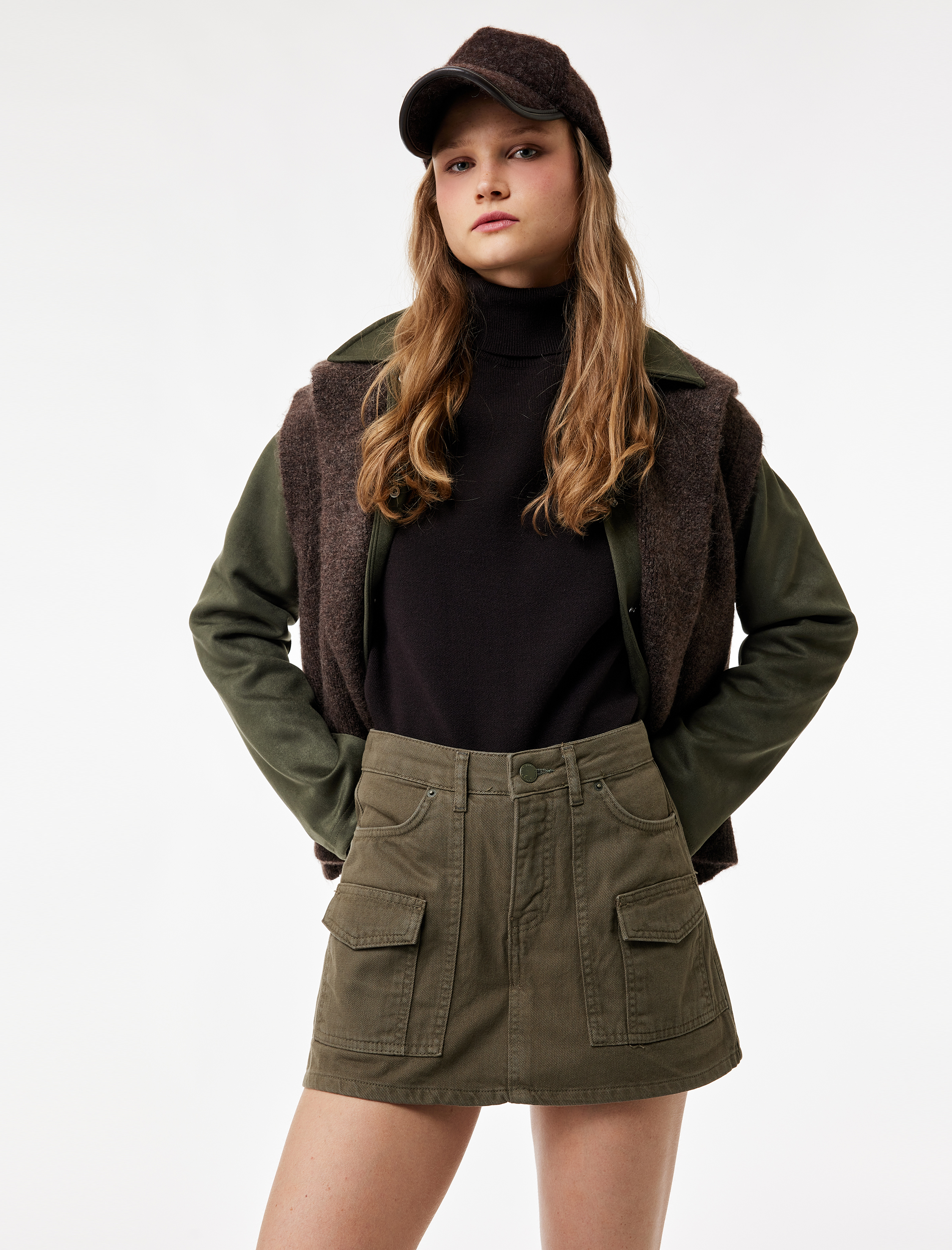   Pamuklu Kargo Cep Detaylı A Kesim Mini Etek