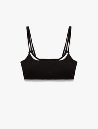 Askılı Kolsuz Şerit Detaylı Slim Fit Sporcu Sütyeni