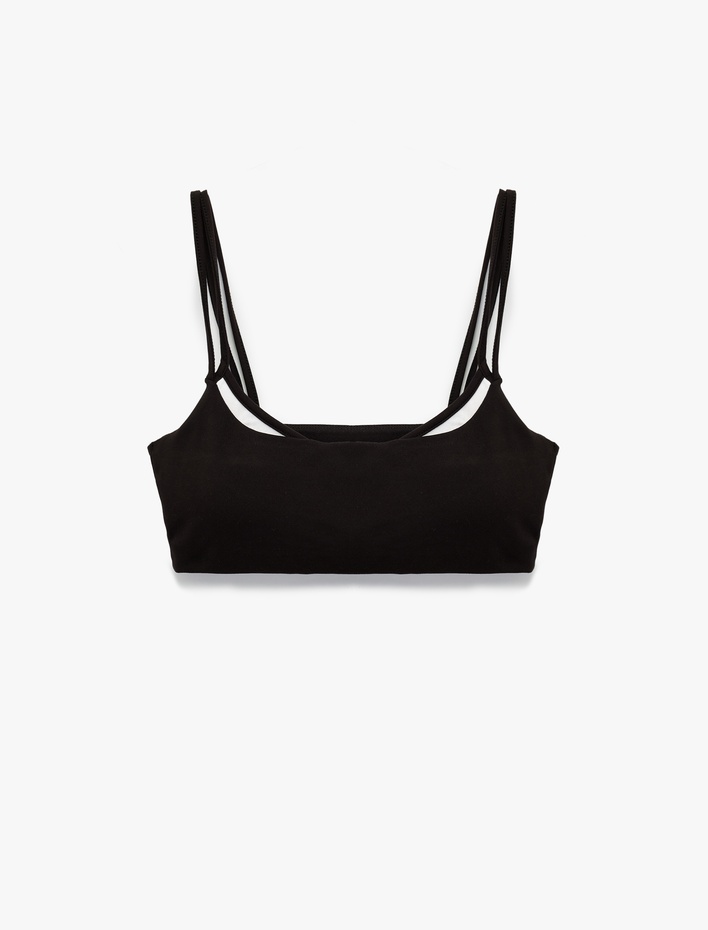  Askılı Kolsuz Şerit Detaylı Slim Fit Sporcu Sütyeni
