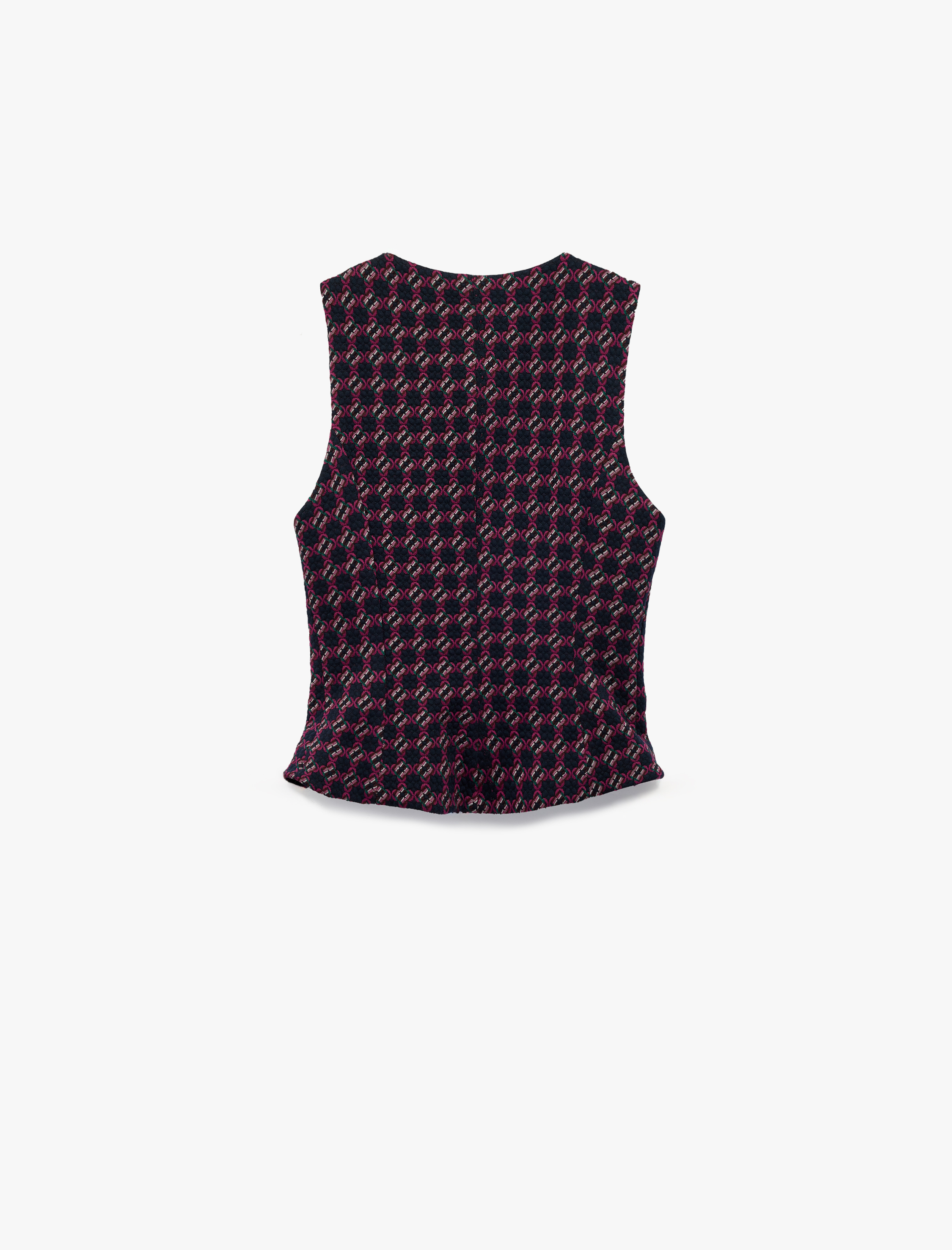   Slim Fit Bisiklet Yaka Düğmeli Desenli Yelek