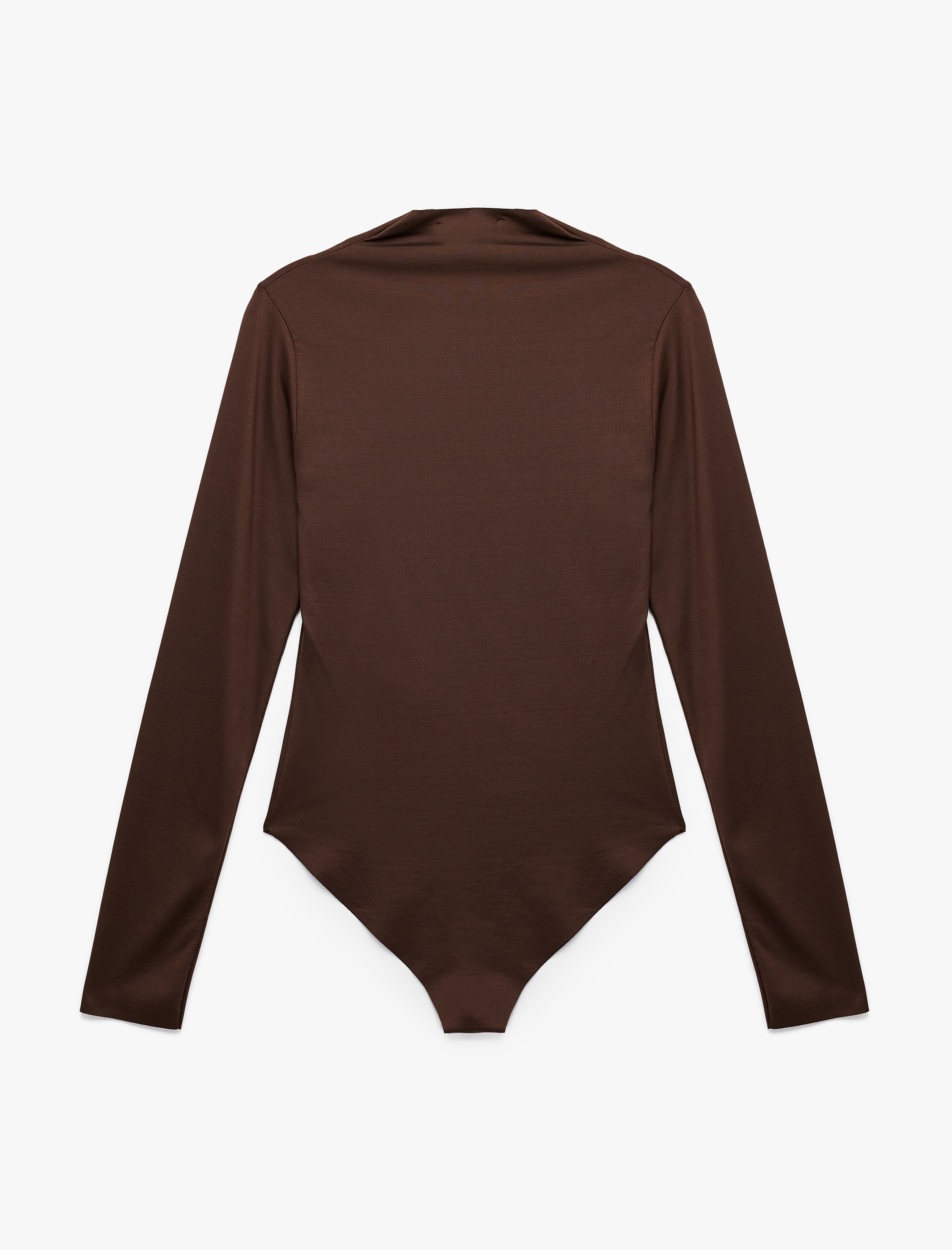   Slim Fit Hafif Dik Yaka Drape Detaylı Uzun Kollu Bodysuit