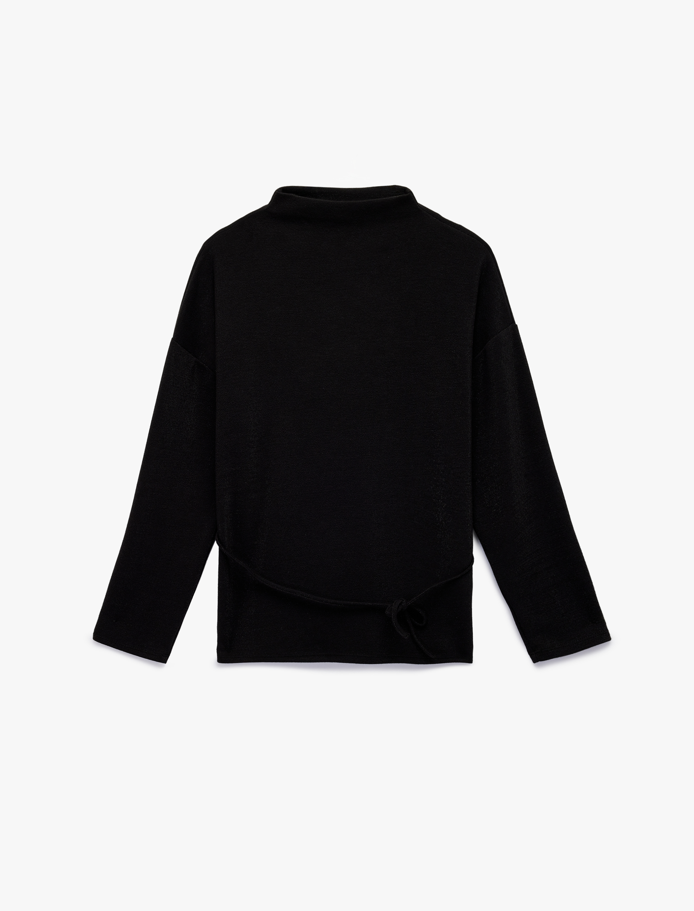   Regular Fit Uzun Kollu Dik Yaka Kemerli Kazak