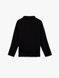 Regular Fit Uzun Kollu Dik Yaka Kemerli Kazak