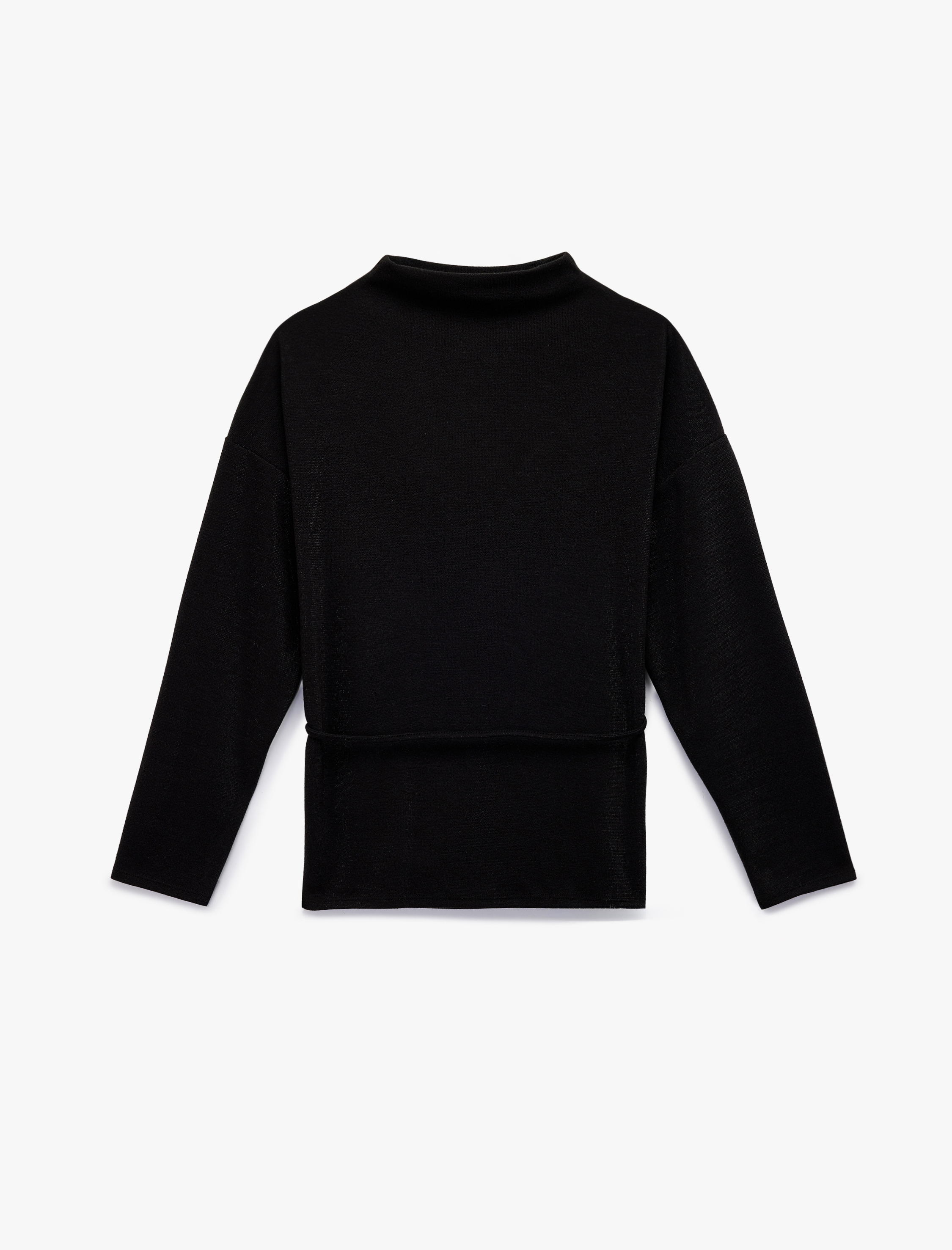   Regular Fit Uzun Kollu Dik Yaka Kemerli Kazak