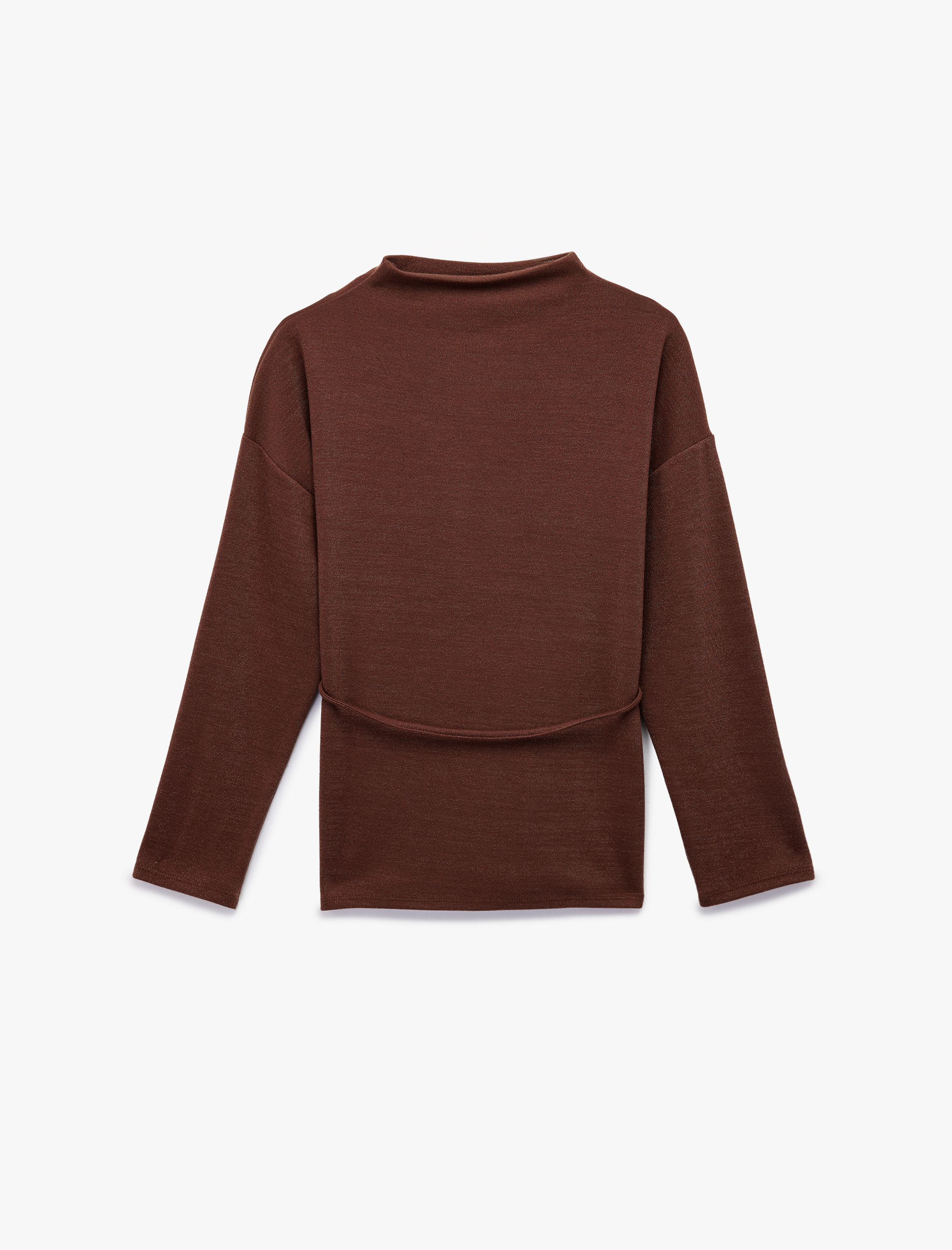   Regular Fit Uzun Kollu Dik Yaka Kemerli Kazak