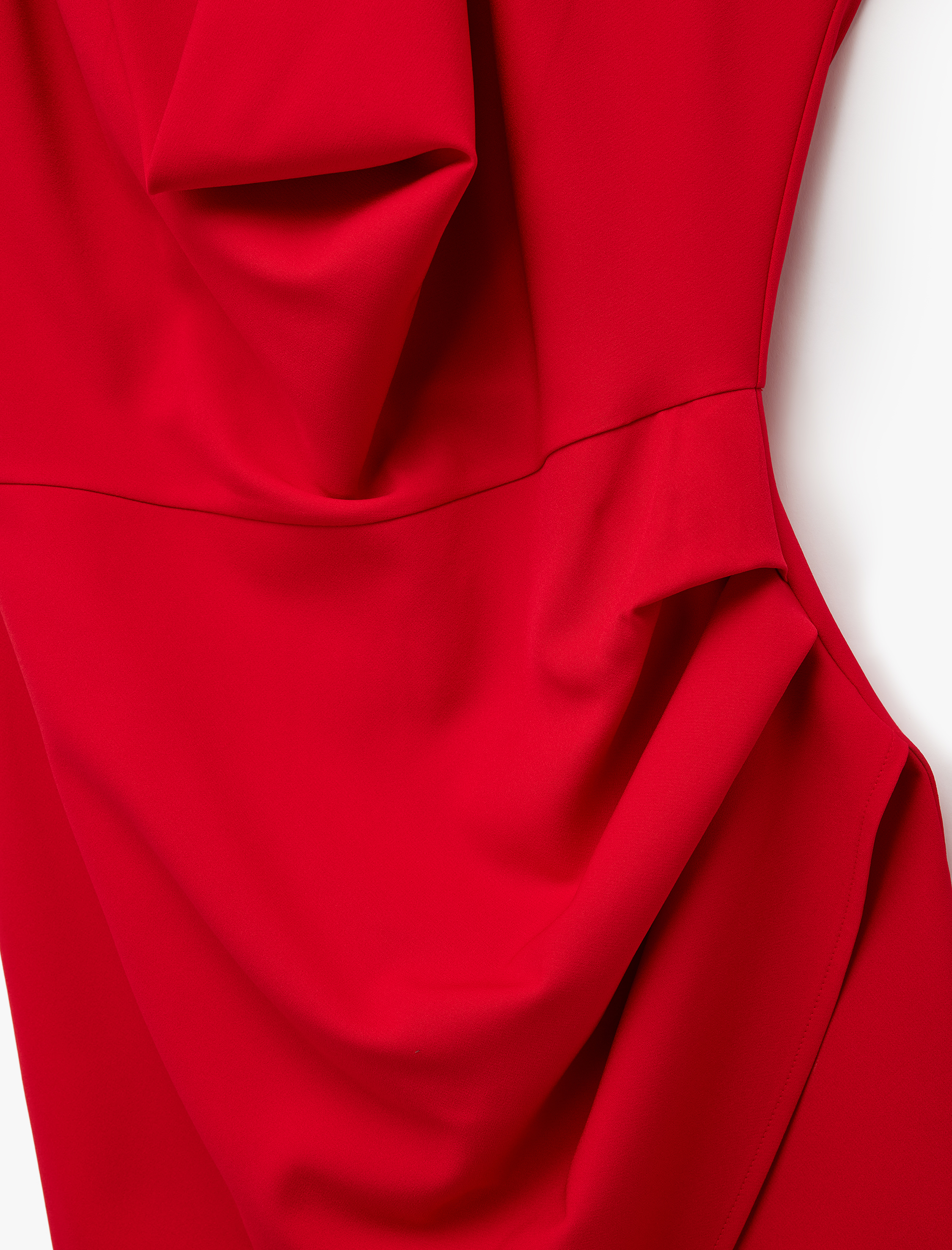   Degaje Yaka Kolsuz Drapeli Mini Elbise