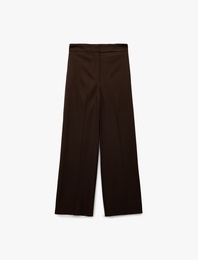 Geniş Paça Yüksek Bel Viskon Karışımlı Kumaş Pantolon