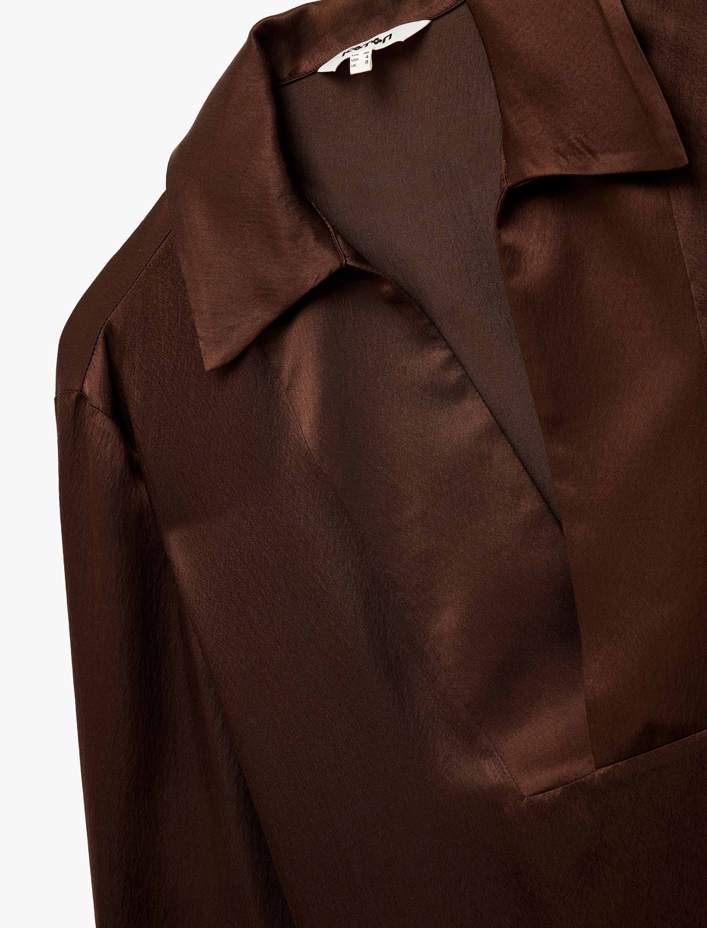   Koton X Şahika Ercümen - Bol Kalıp Uzun Kollu Kaçık Yaka Saten Gömlek