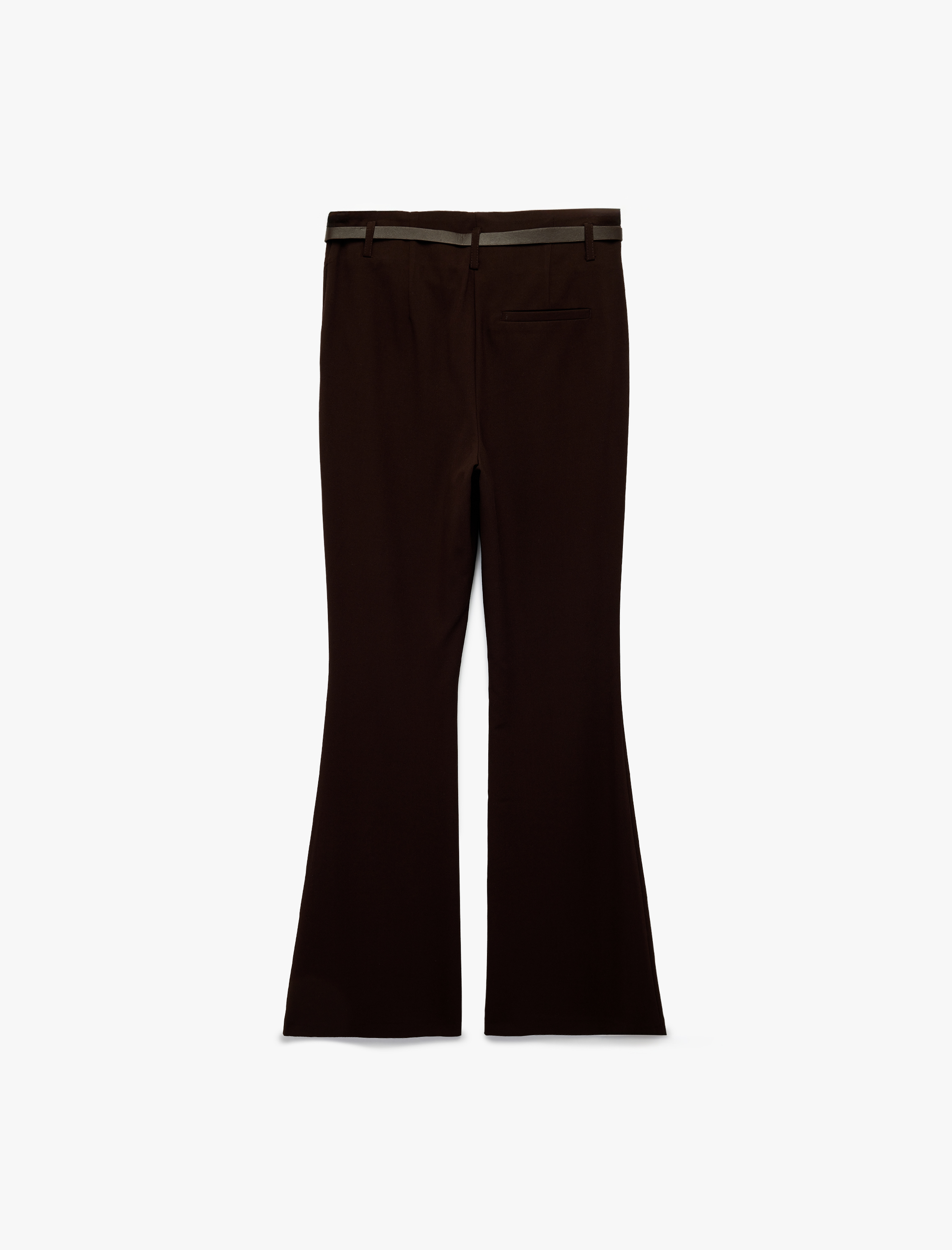   Slim Fit Cepli Viskon Karışımlı Kemer Detaylı İspanyol Paça Pantolon