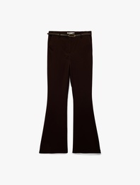 Slim Fit Cepli Viskon Karışımlı Kemer Detaylı İspanyol Paça Pantolon