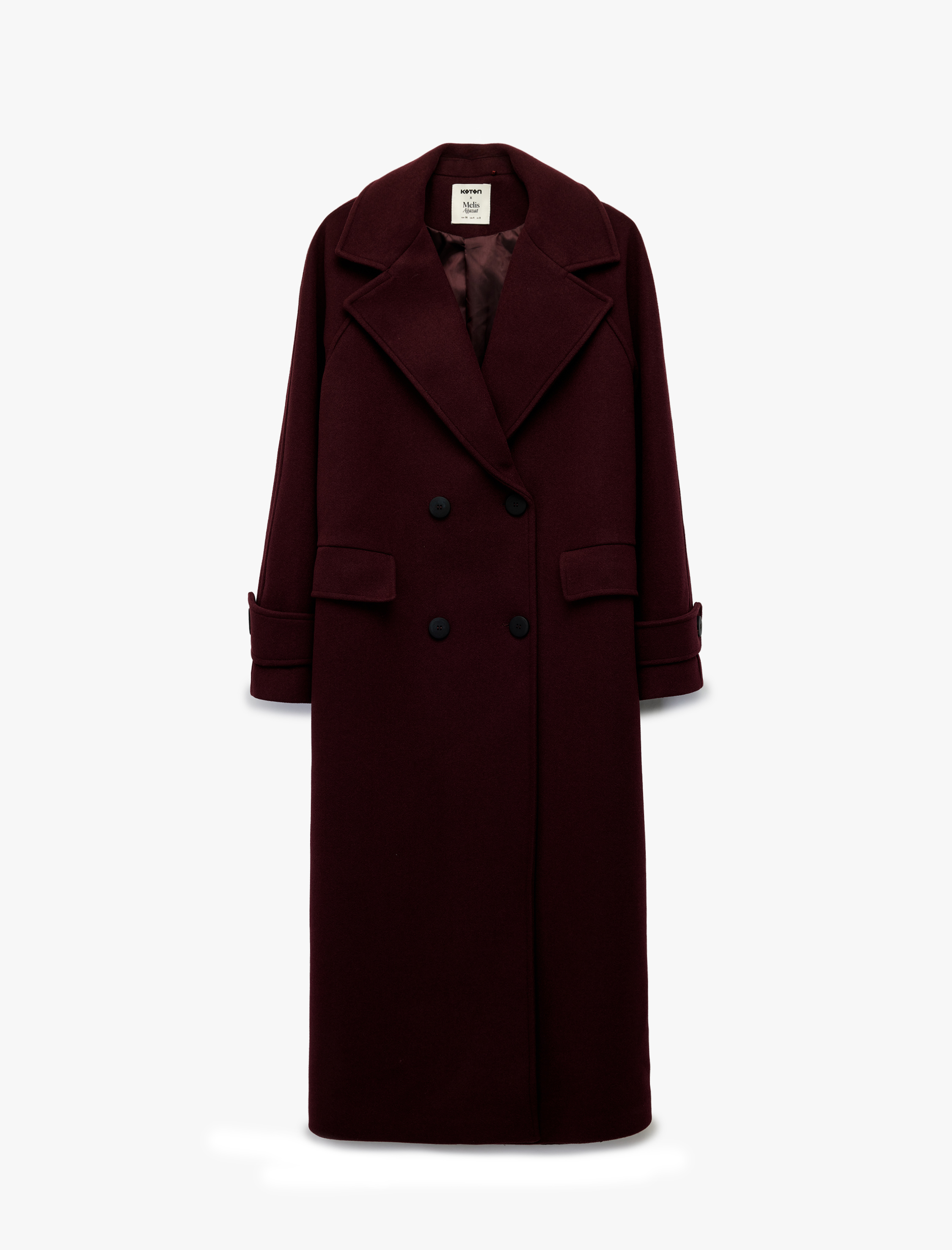   Koton X Melis Ağazat - Oversize Kaban Kruvaze Uzun Kollu Cepli Düğmeli