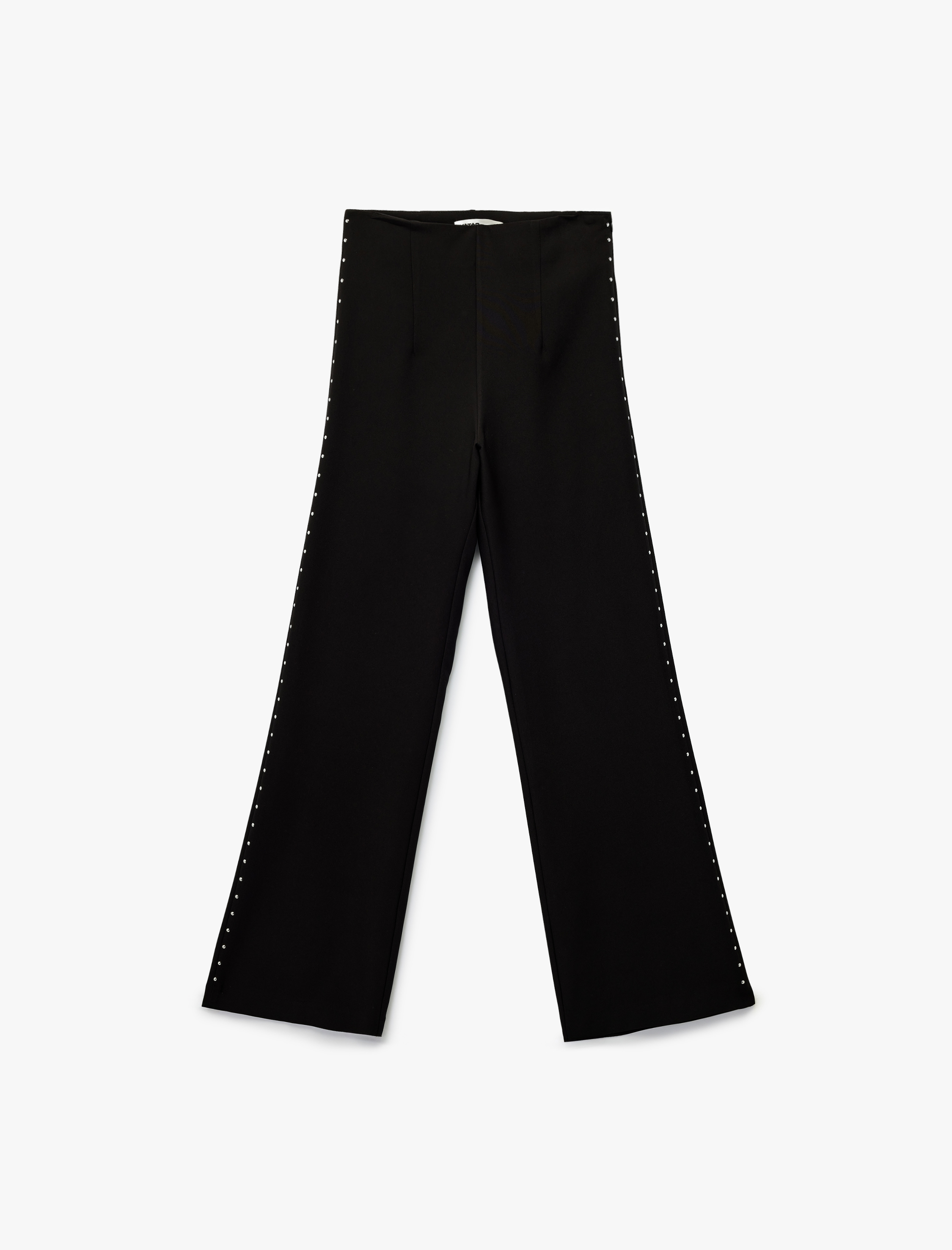   Yanları Zımba Detaylı Uzun Düz Bol Paça Pantolon