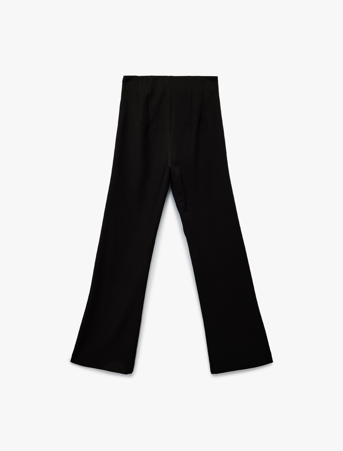  Yanları Zımba Detaylı Uzun Düz Bol Paça Pantolon