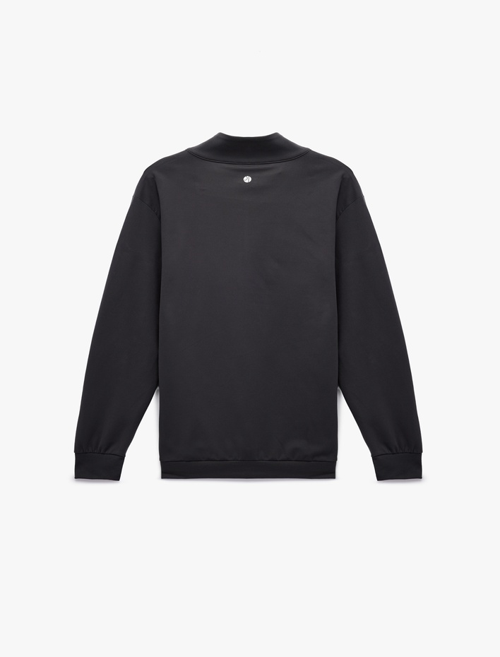  Uzun Kollu Dik Yaka Yarım Fermuarlı Oversize Spor Sweatshirt