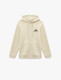 Regular Fit Kanguru Cepli Şardonlu Kapşonlu Baskılı Sweatshirt