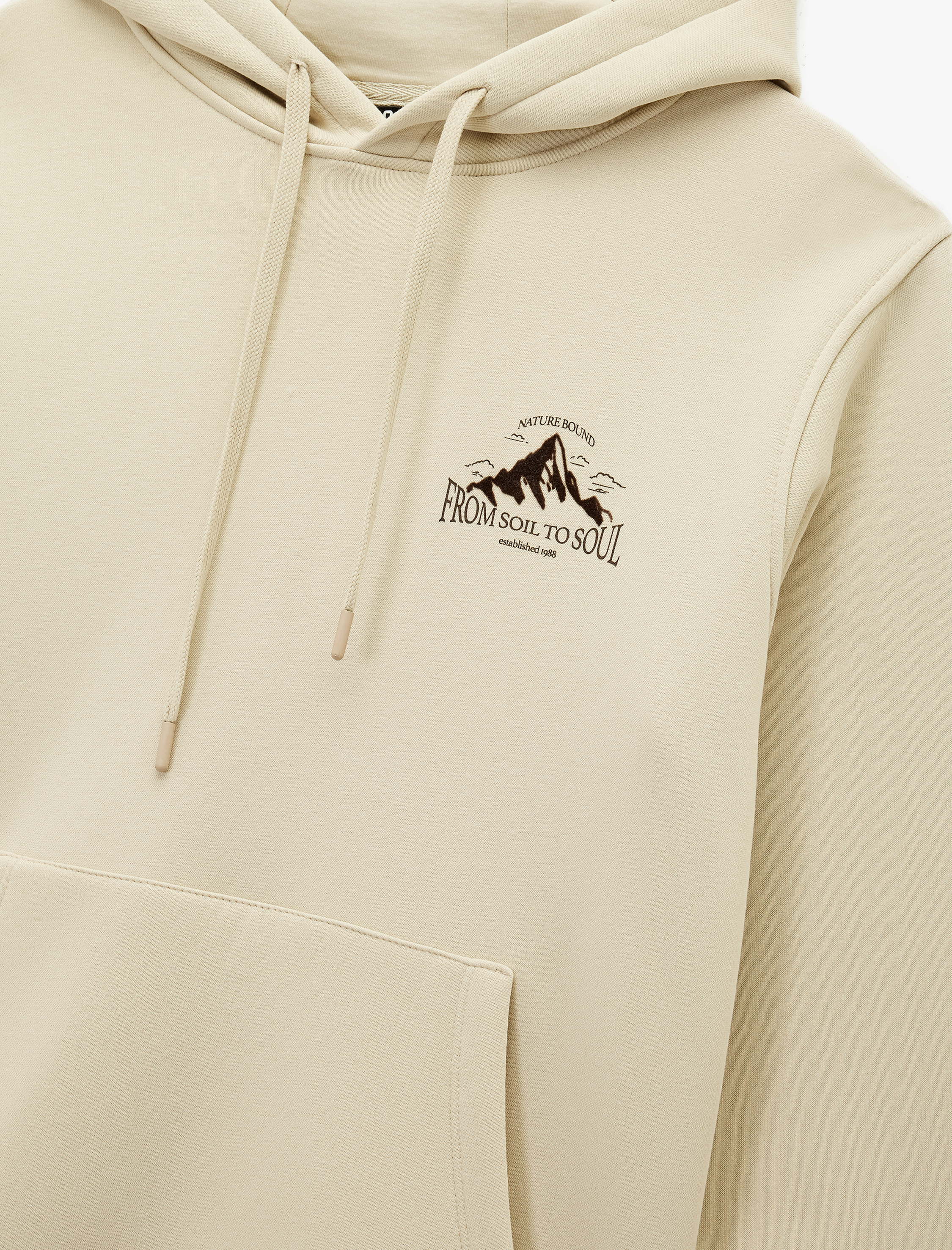   Regular Fit Kanguru Cepli Şardonlu Kapşonlu Baskılı Sweatshirt