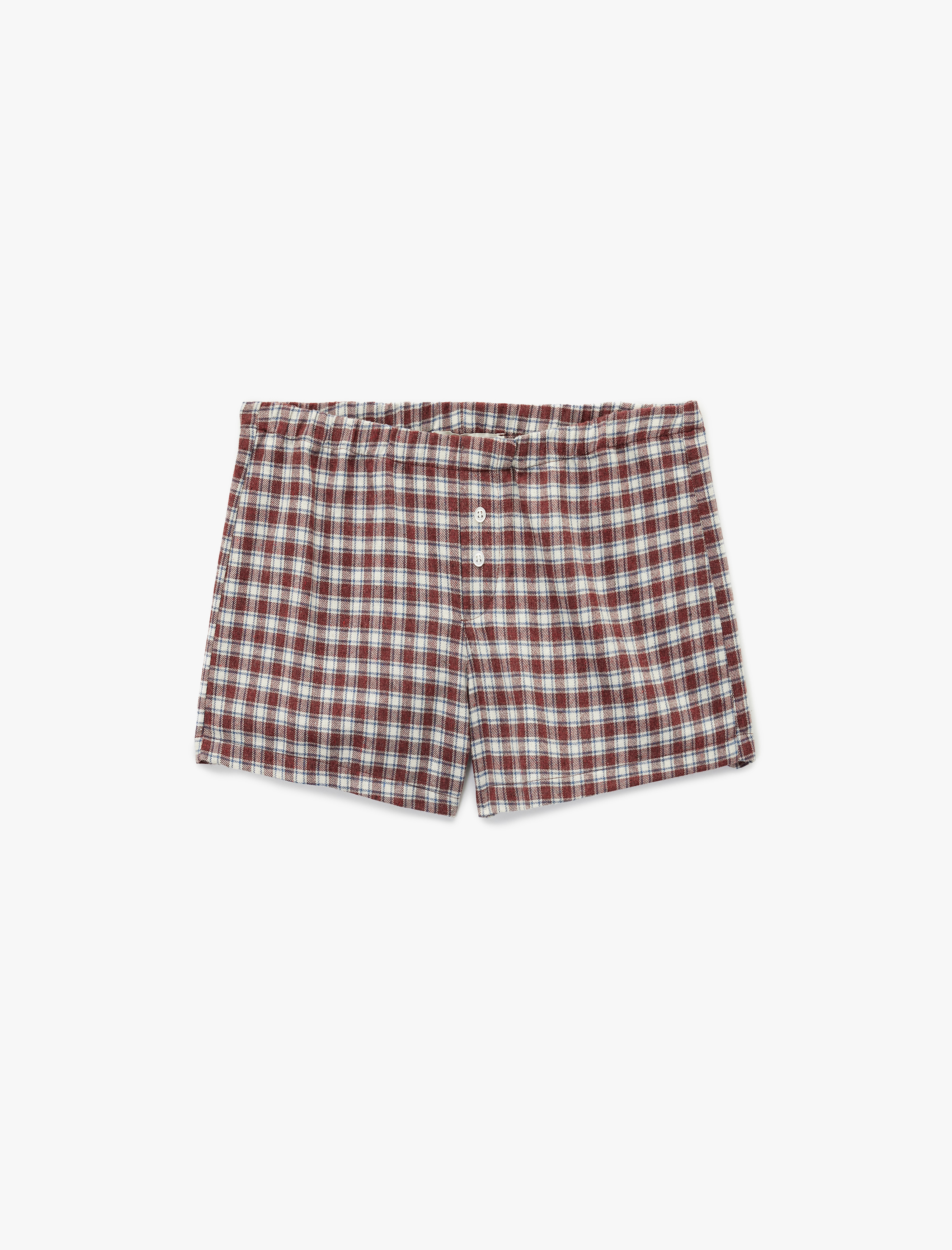   Düğmeli Ekoseli Şort Pijama Altı