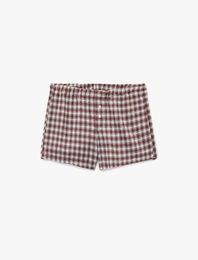 Düğmeli Ekoseli Şort Pijama Altı