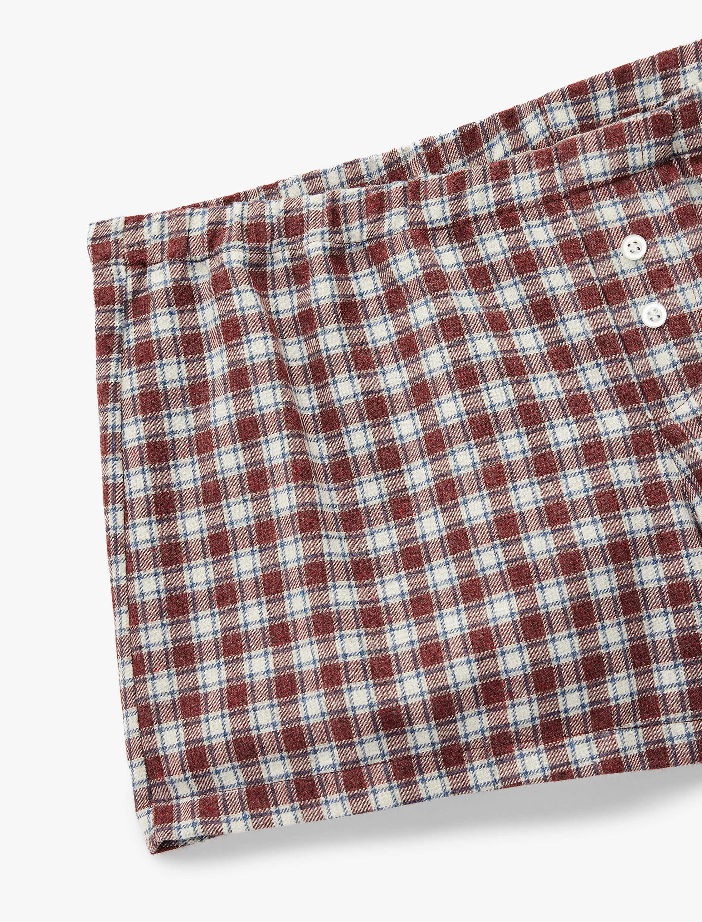   Düğmeli Ekoseli Şort Pijama Altı