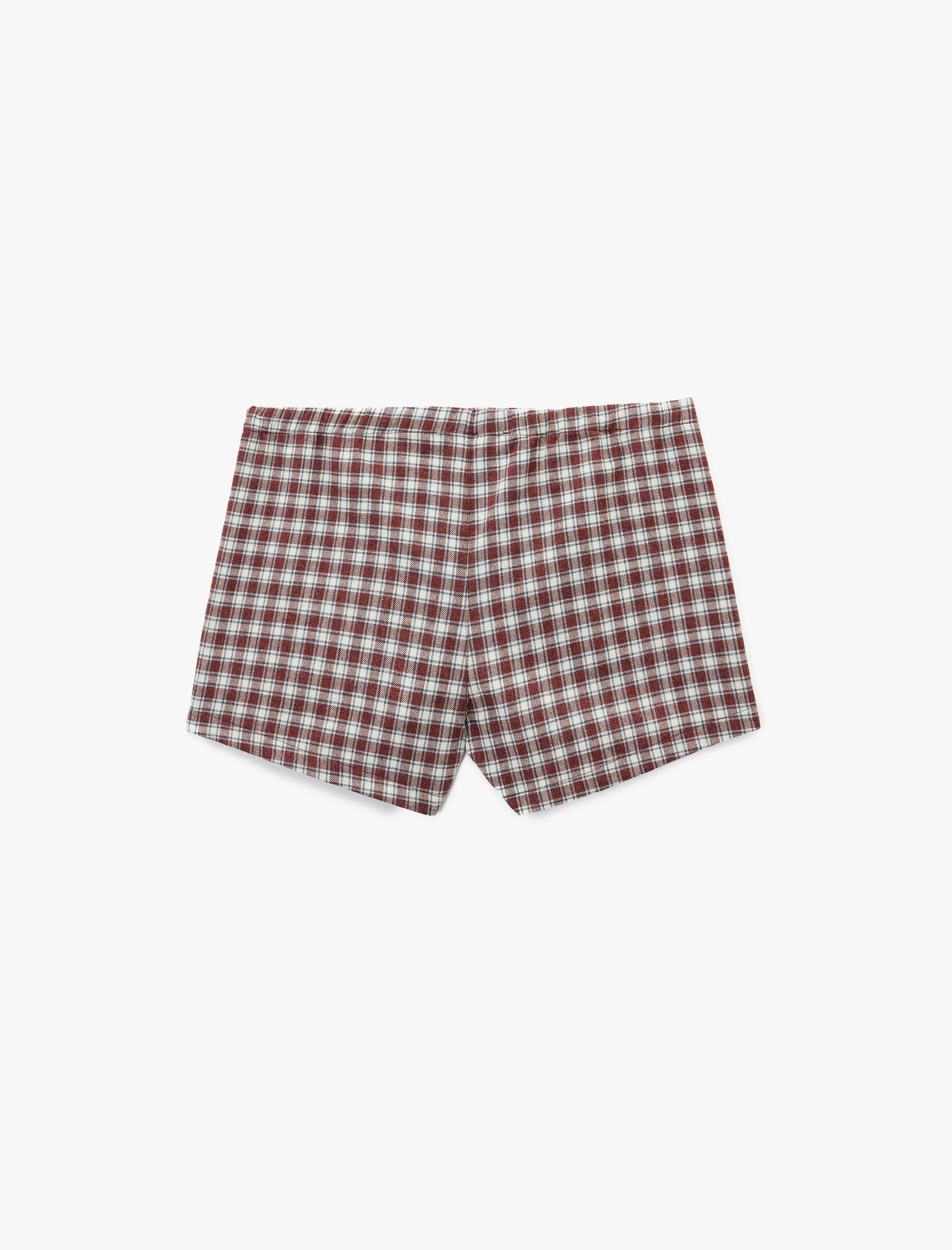   Düğmeli Ekoseli Şort Pijama Altı