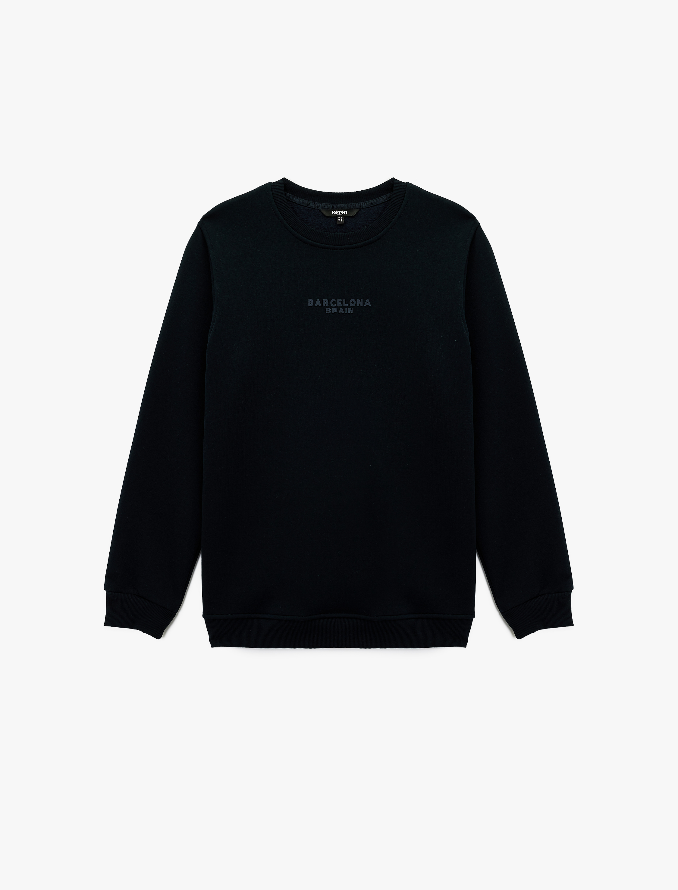   Regular Fit Basic Şardonlu Bisiklet Yaka Baskılı Sweatshirt