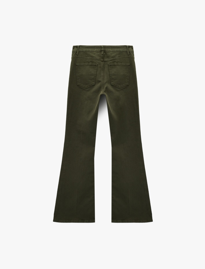  Dar Kesim Nervürlü İspanyol Paça Jean Pantolon - Flare Jeans