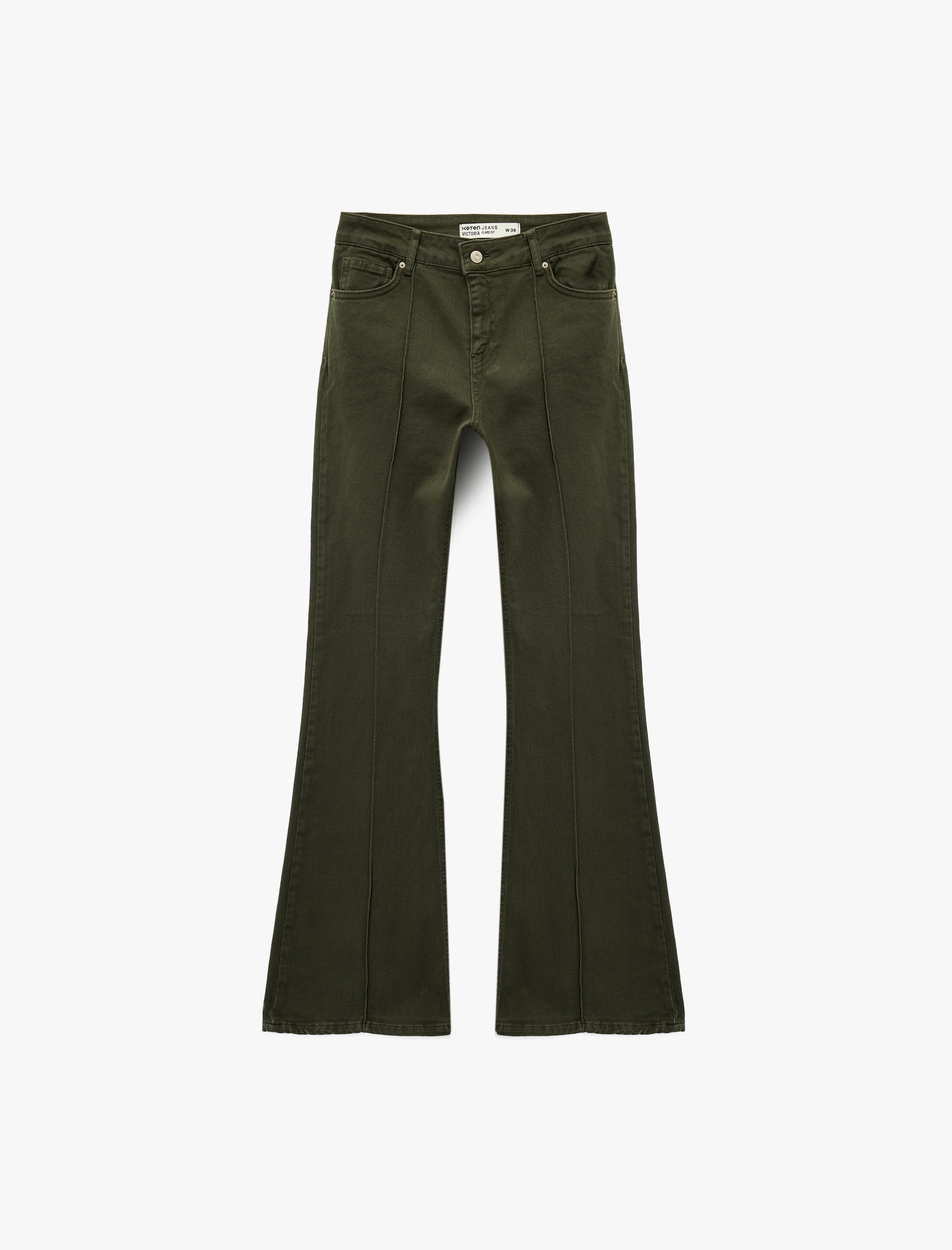   Dar Kesim Nervürlü İspanyol Paça Jean Pantolon - Flare Jeans