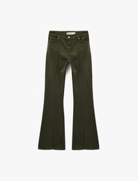 Dar Kesim Nervürlü İspanyol Paça Jean Pantolon - Flare Jeans