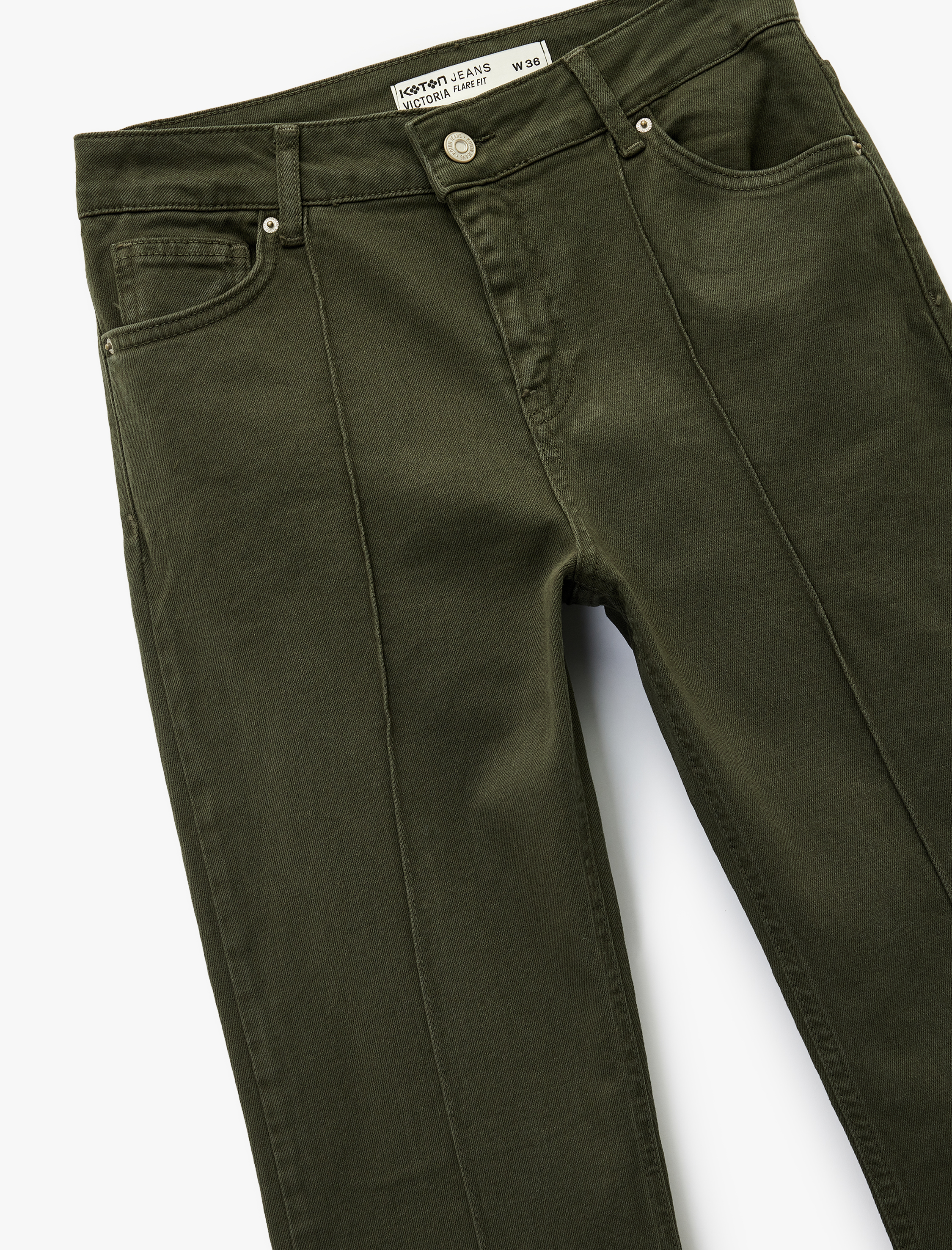   Dar Kesim Nervürlü İspanyol Paça Jean Pantolon - Flare Jeans