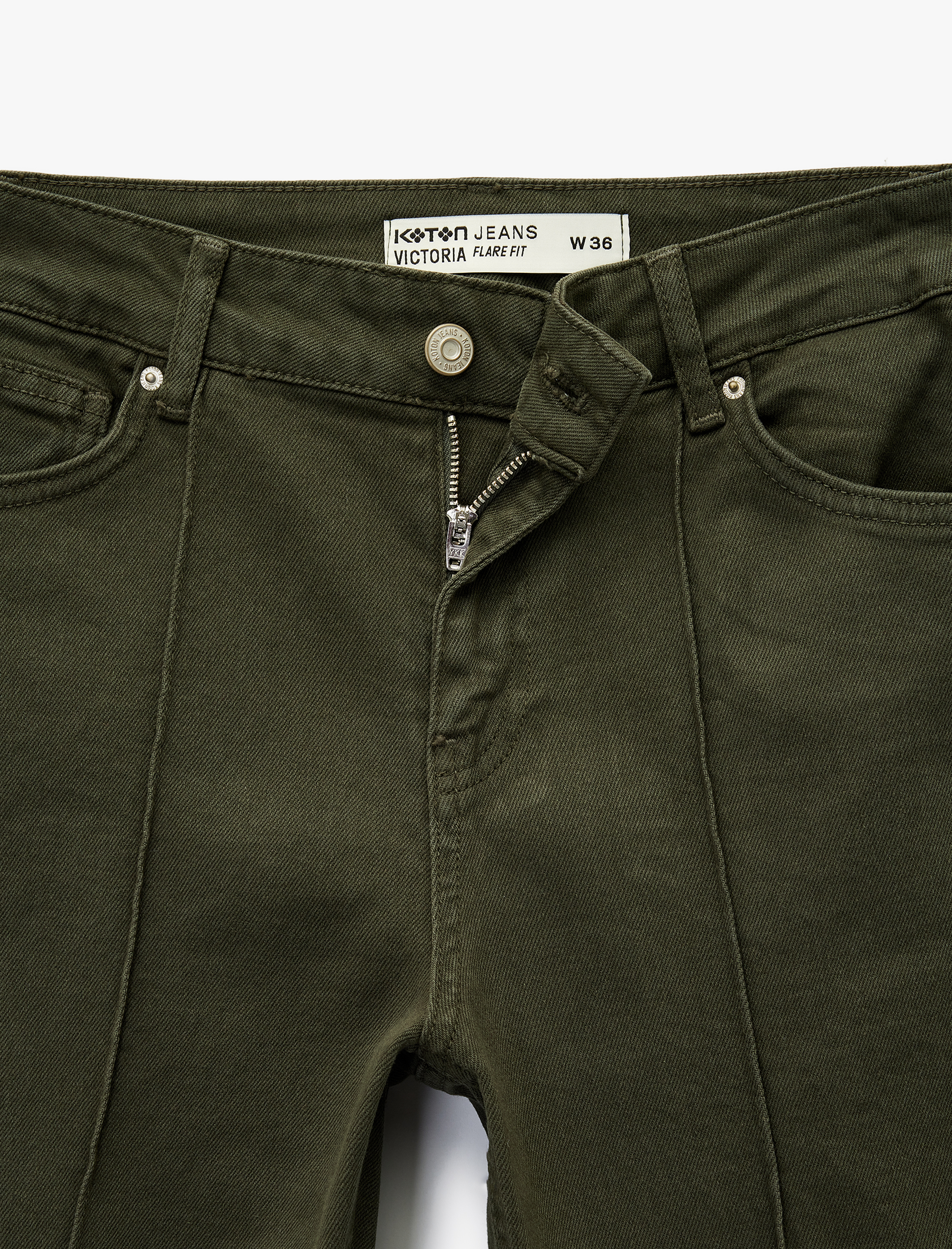   Dar Kesim Nervürlü İspanyol Paça Jean Pantolon - Flare Jeans