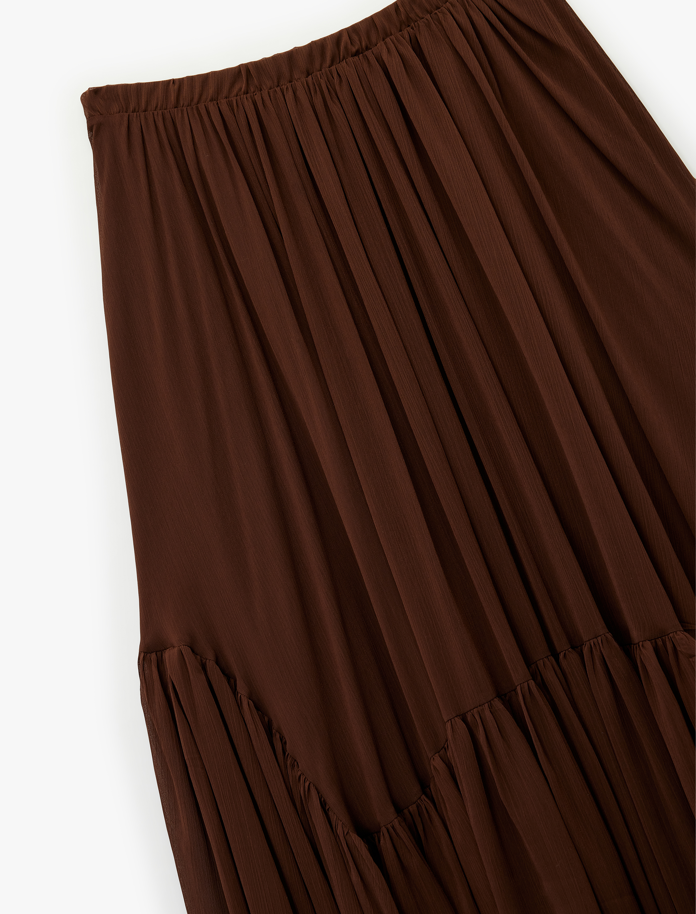   Fırfırlı Katlı Asimetrik Uzun Şifon Etek