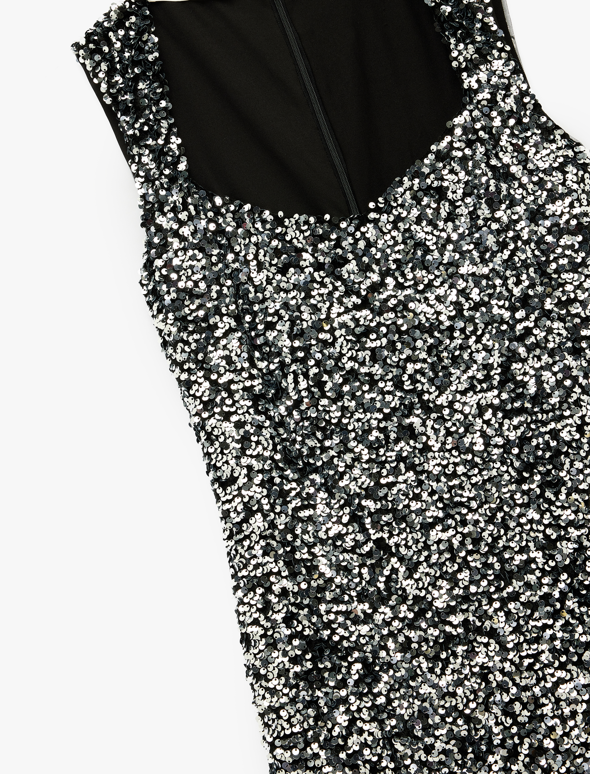   Kolsuz Kalp Yaka Payetli Mini Abiye Elbise