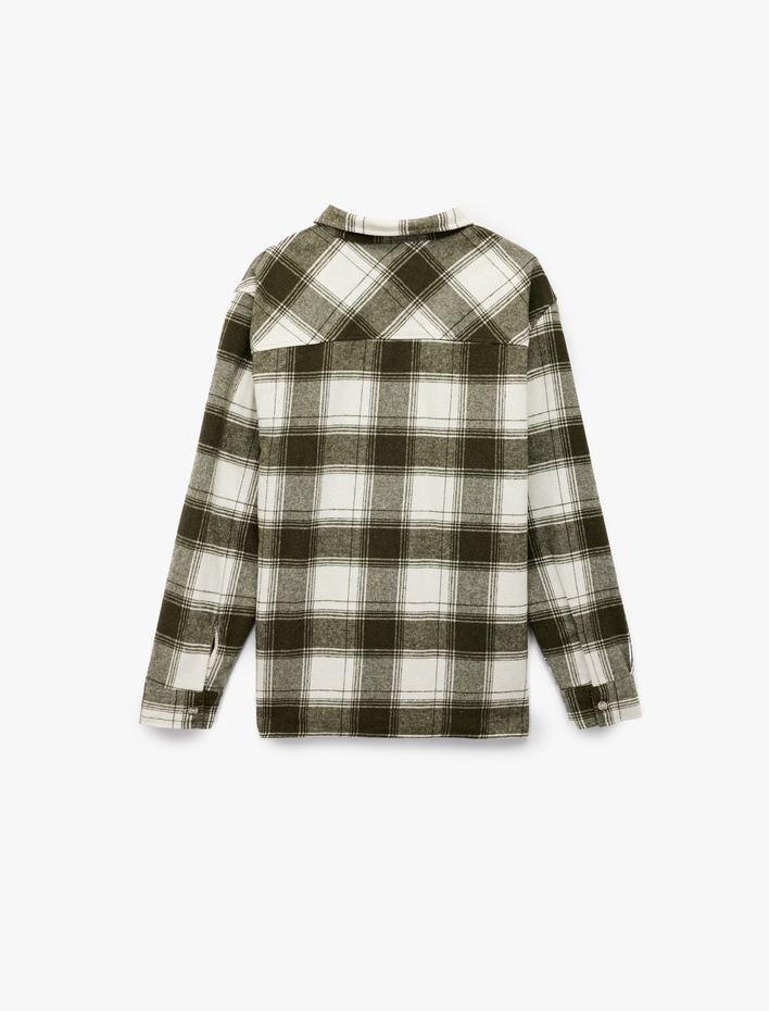  Klasik Yaka Düğmeli Regular Fit Uzun Kollu Oduncu Gömleği