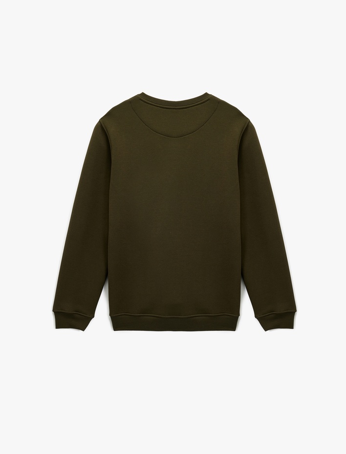  Pamuklu Uzun Kollu Şardonlu Bisiklet Yaka Erkek Basic Sweatshirt