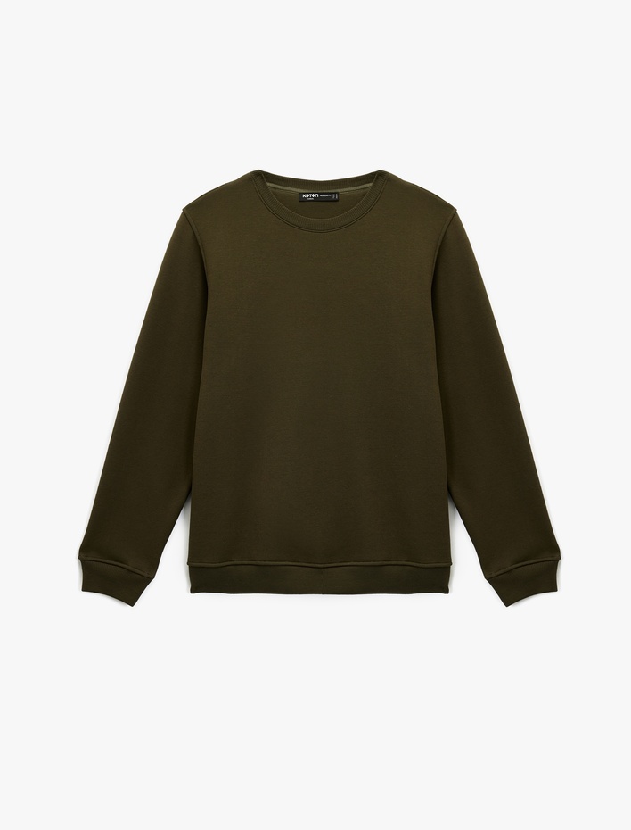  Pamuklu Uzun Kollu Şardonlu Bisiklet Yaka Erkek Basic Sweatshirt