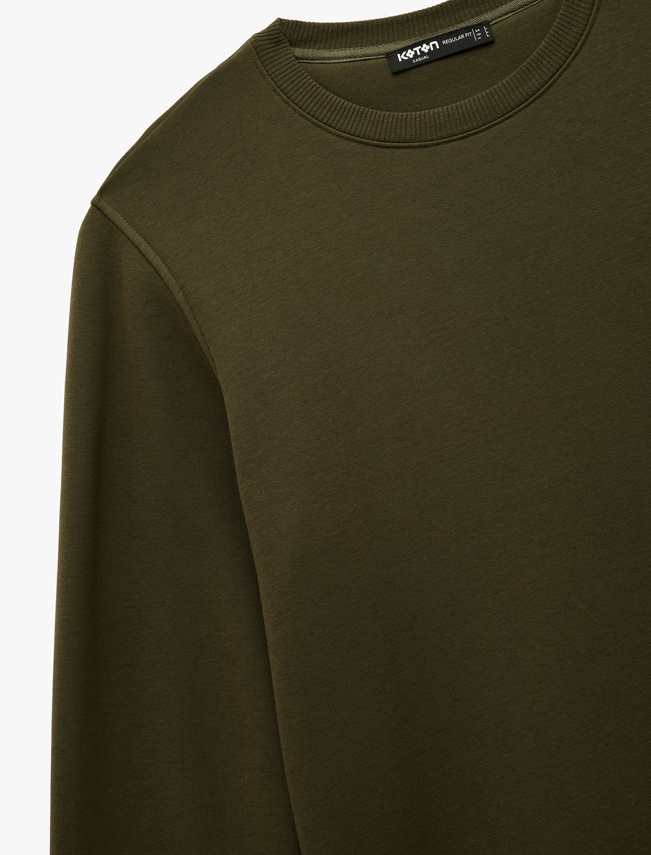   Pamuklu Uzun Kollu Şardonlu Bisiklet Yaka Erkek Basic Sweatshirt