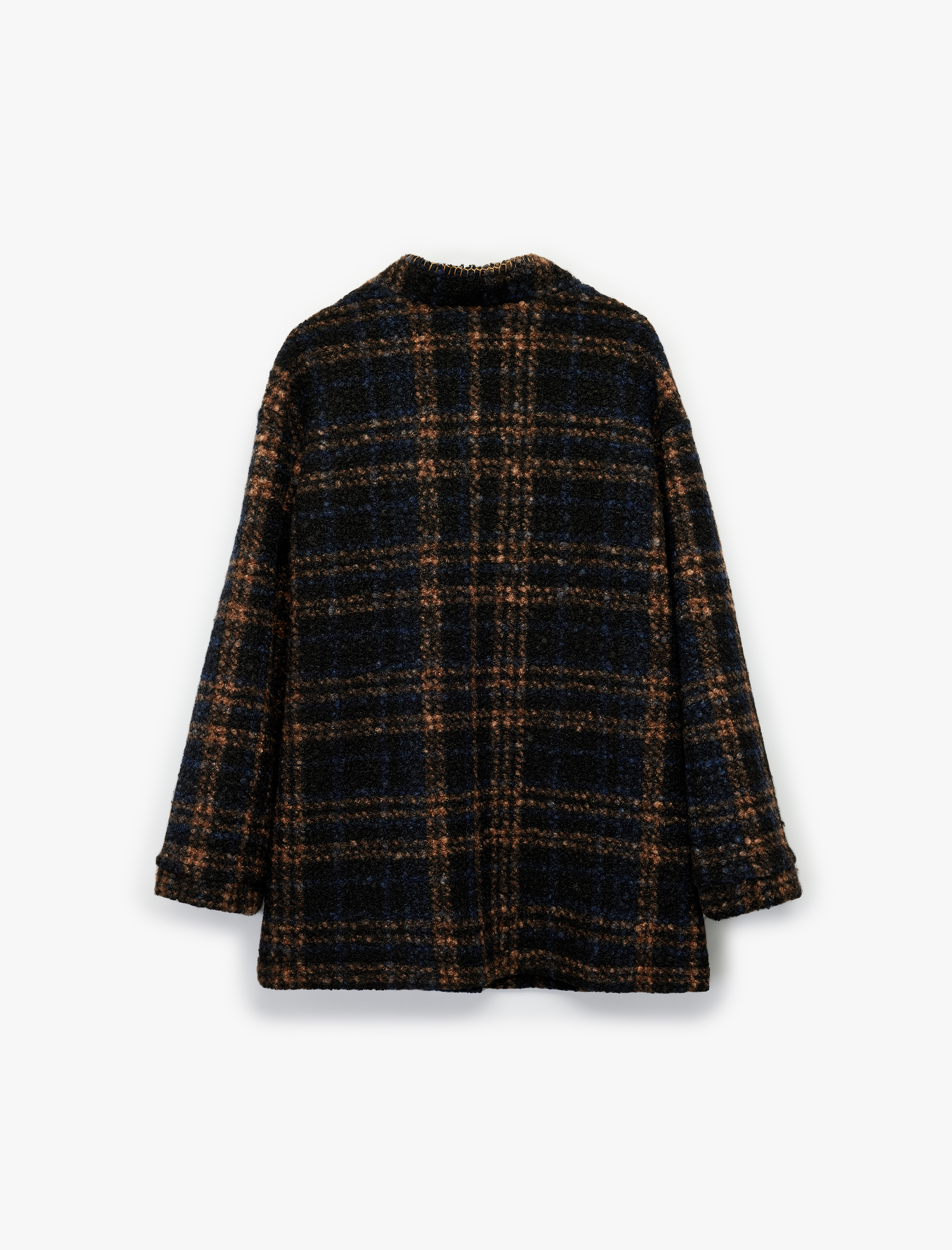   Ekose Kaban Uzun Kollu Cepli Çoban Dikişi Detaylı