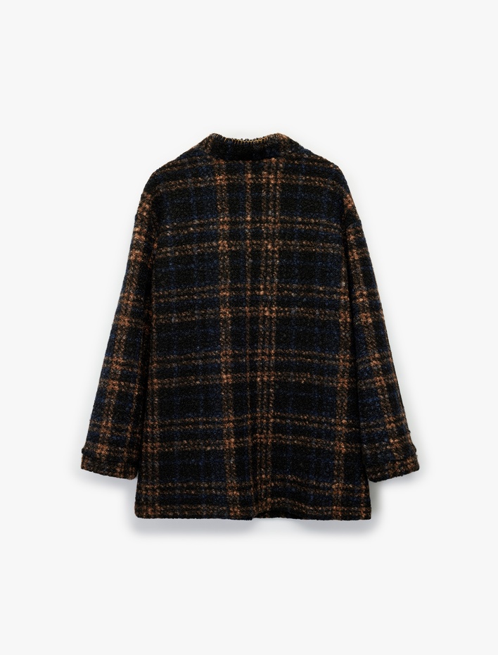  Ekose Kaban Uzun Kollu Cepli Çoban Dikişi Detaylı