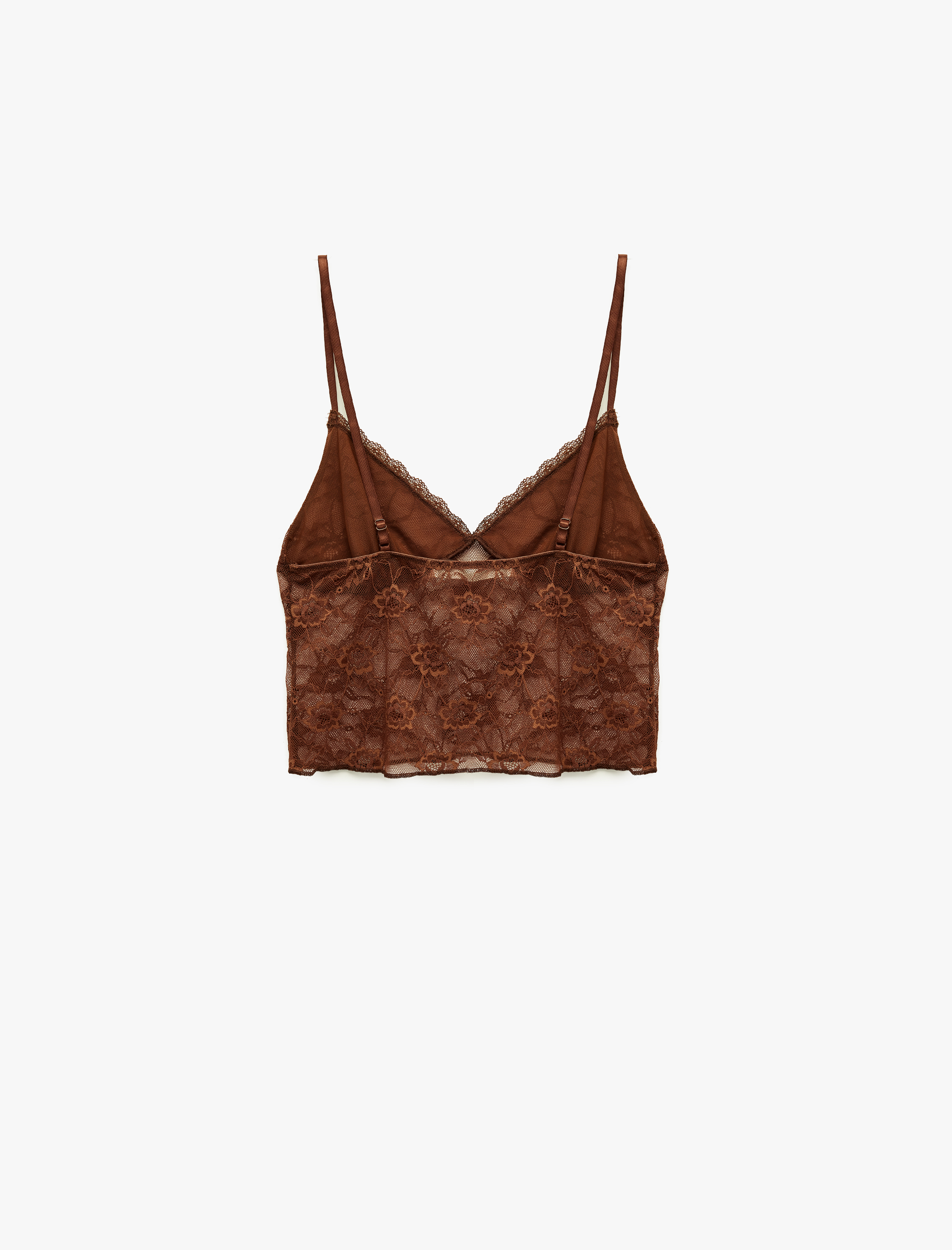   V Yaka Dantel Detaylı Askılı Pijama Üstü