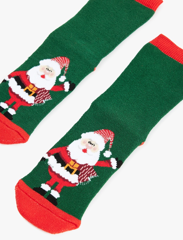 Erkek Çocuk Pamuklu Noel Baba Baskılı Yılbaşı Çorap