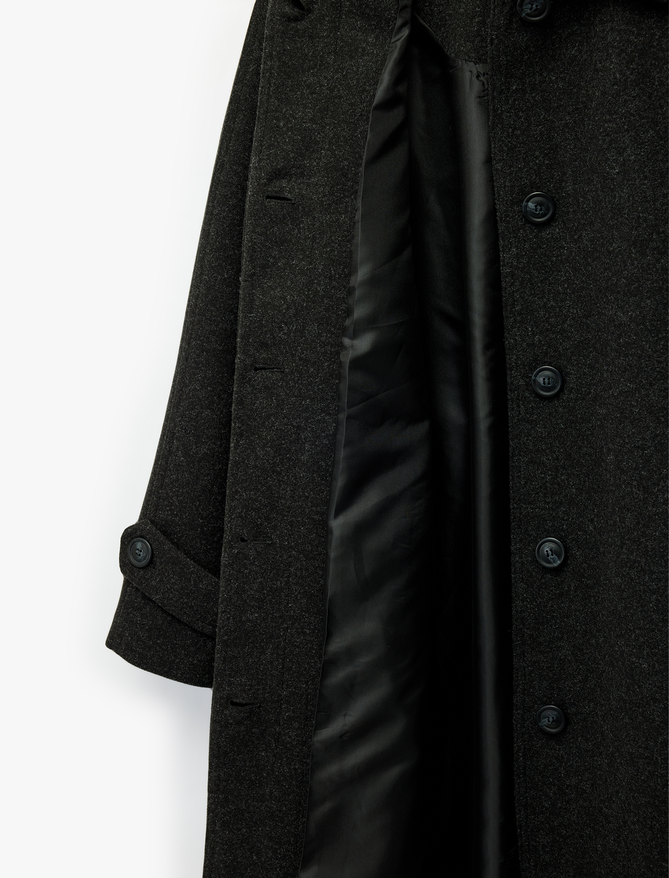   Uzun Kemerli Kaşe Kaban Uzun Kollu Düğmeli Cepli