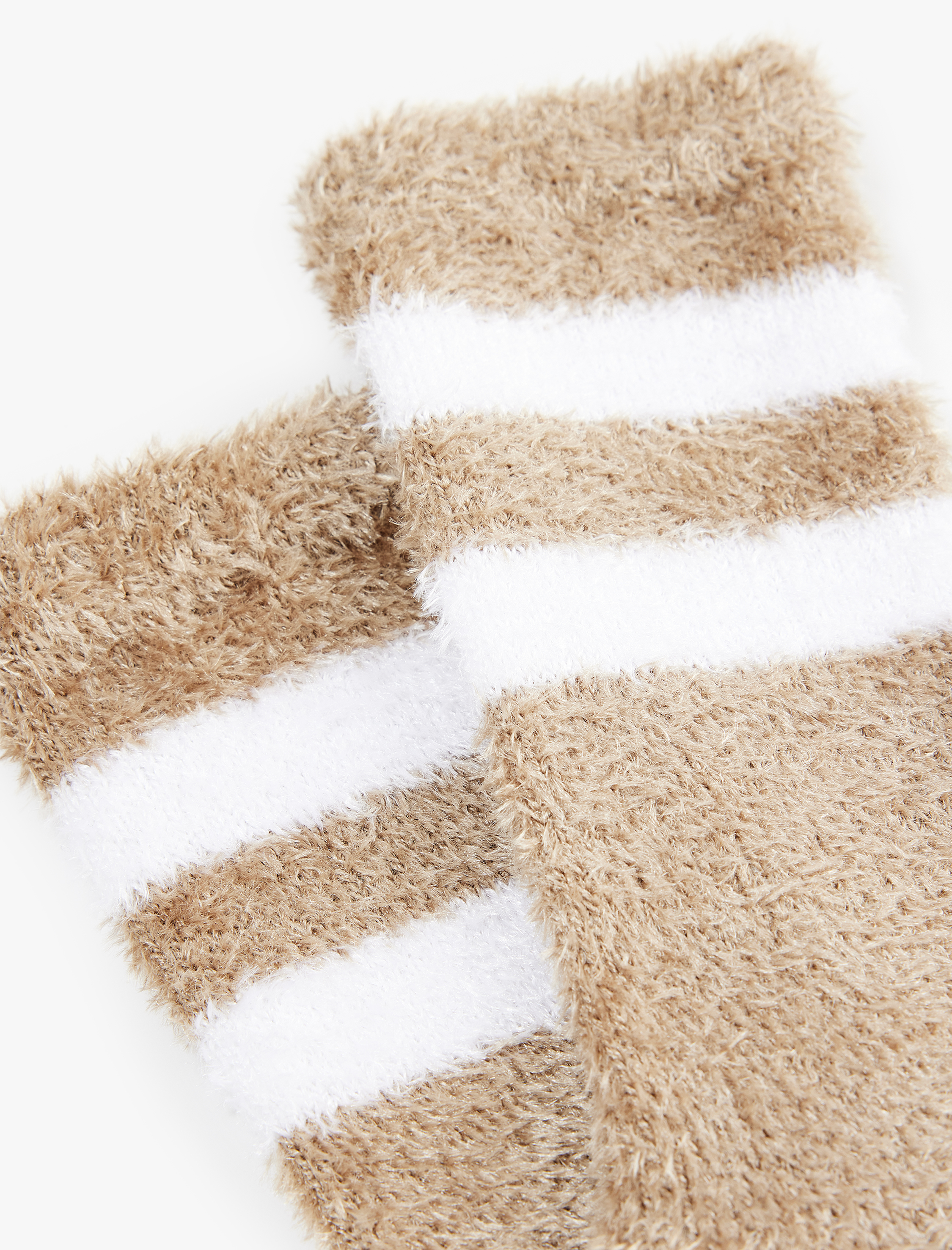  Kadın Çizgili Tüylü Havlu Soket Çorap