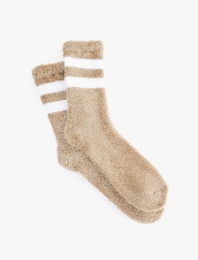 Çizgili Tüylü Havlu Soket Çorap