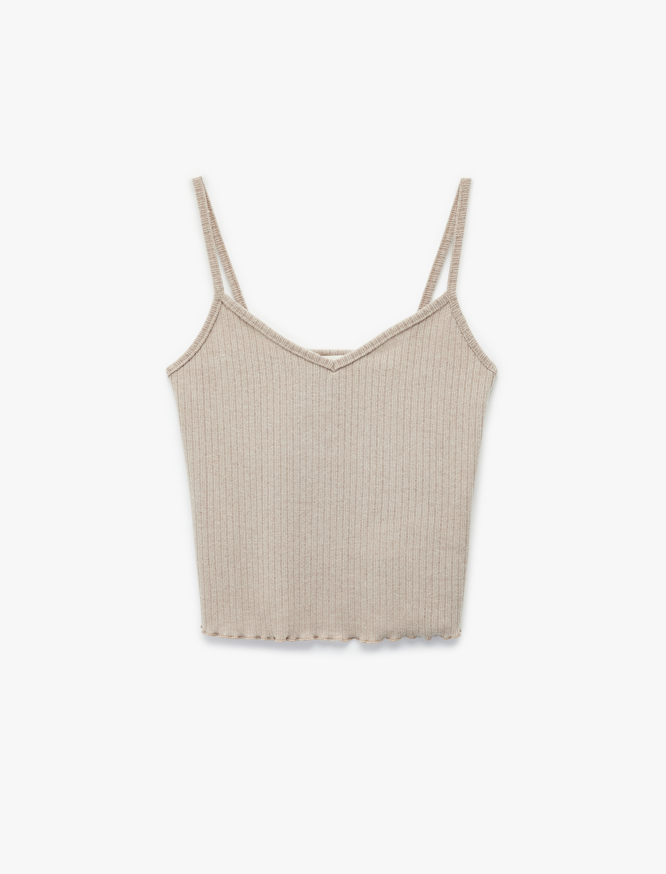   V Yaka Dar Kesim Askılı Pijama Üstü