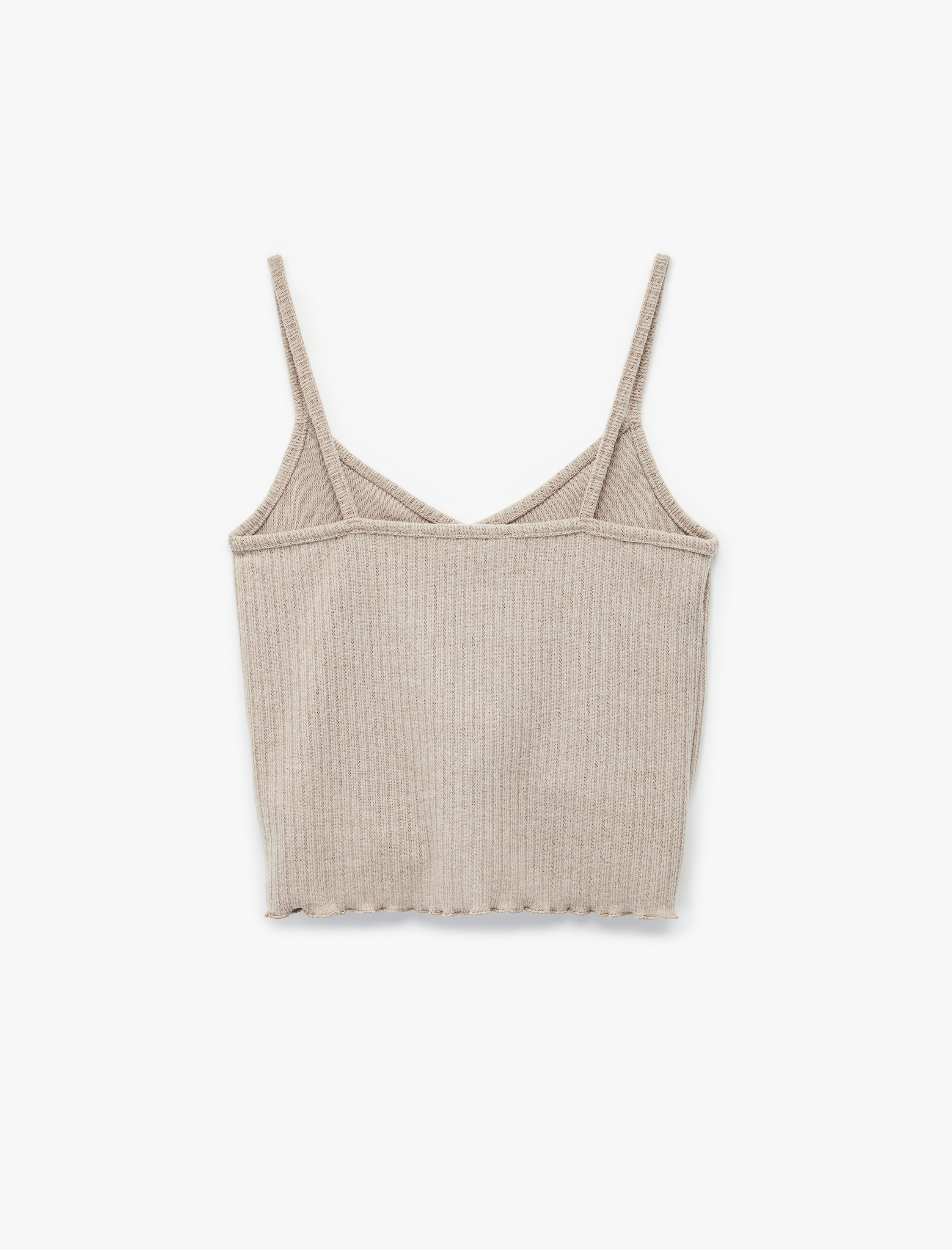   V Yaka Dar Kesim Askılı Pijama Üstü