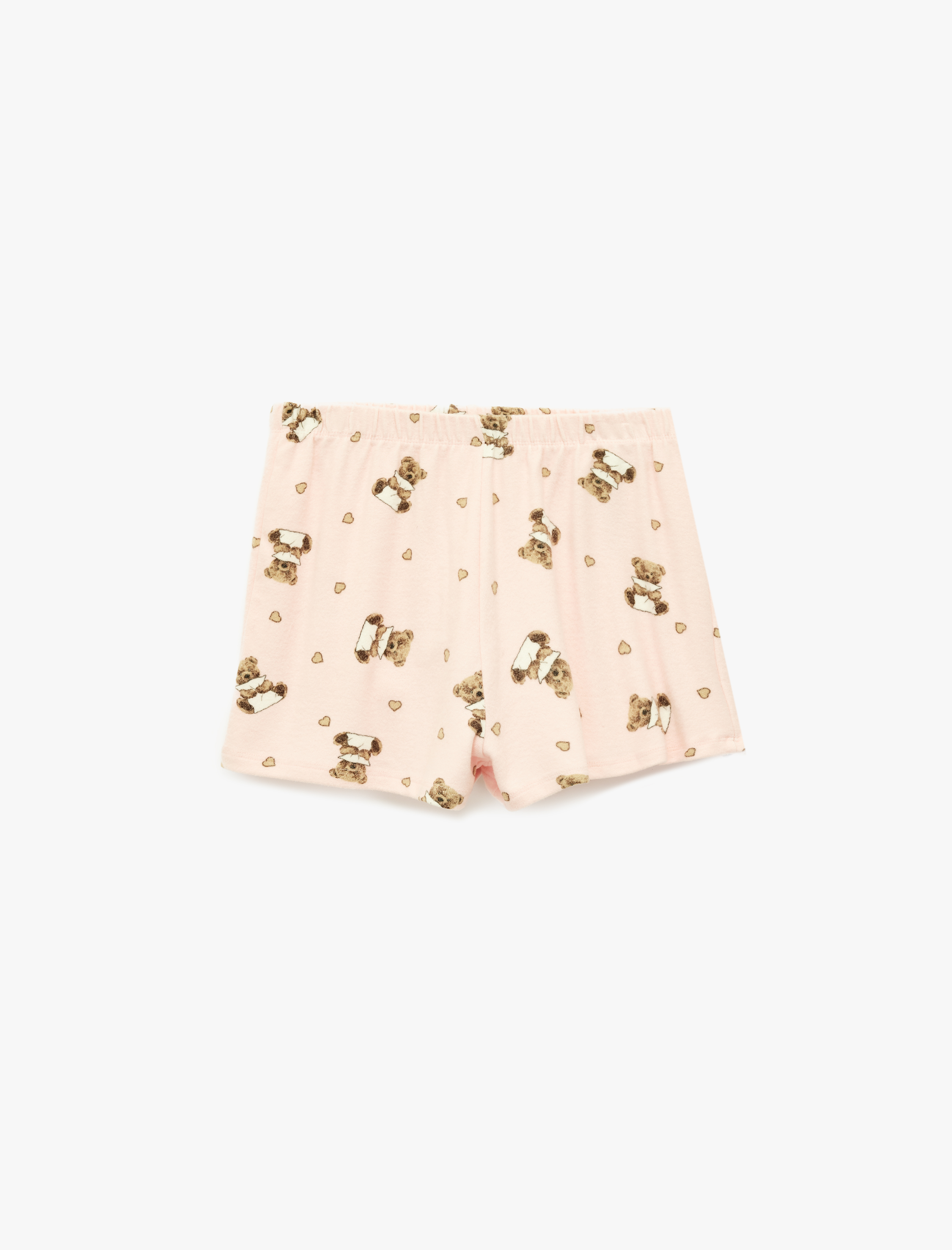   Ayıcık Baskılı Rahat Kalıp Beli Lastikli Viskon Şort